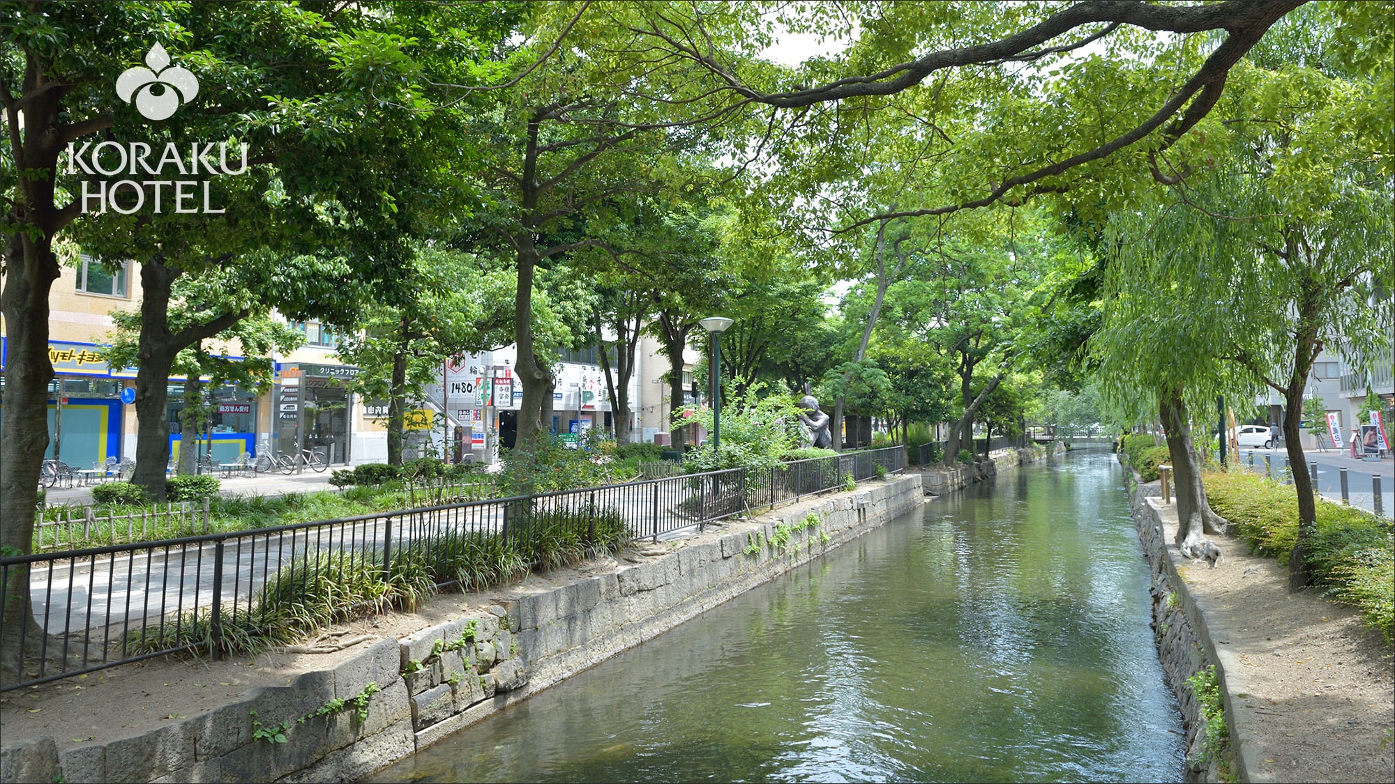 Along the slowly flowing river