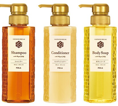 Shampoo, conditioner, body soap
