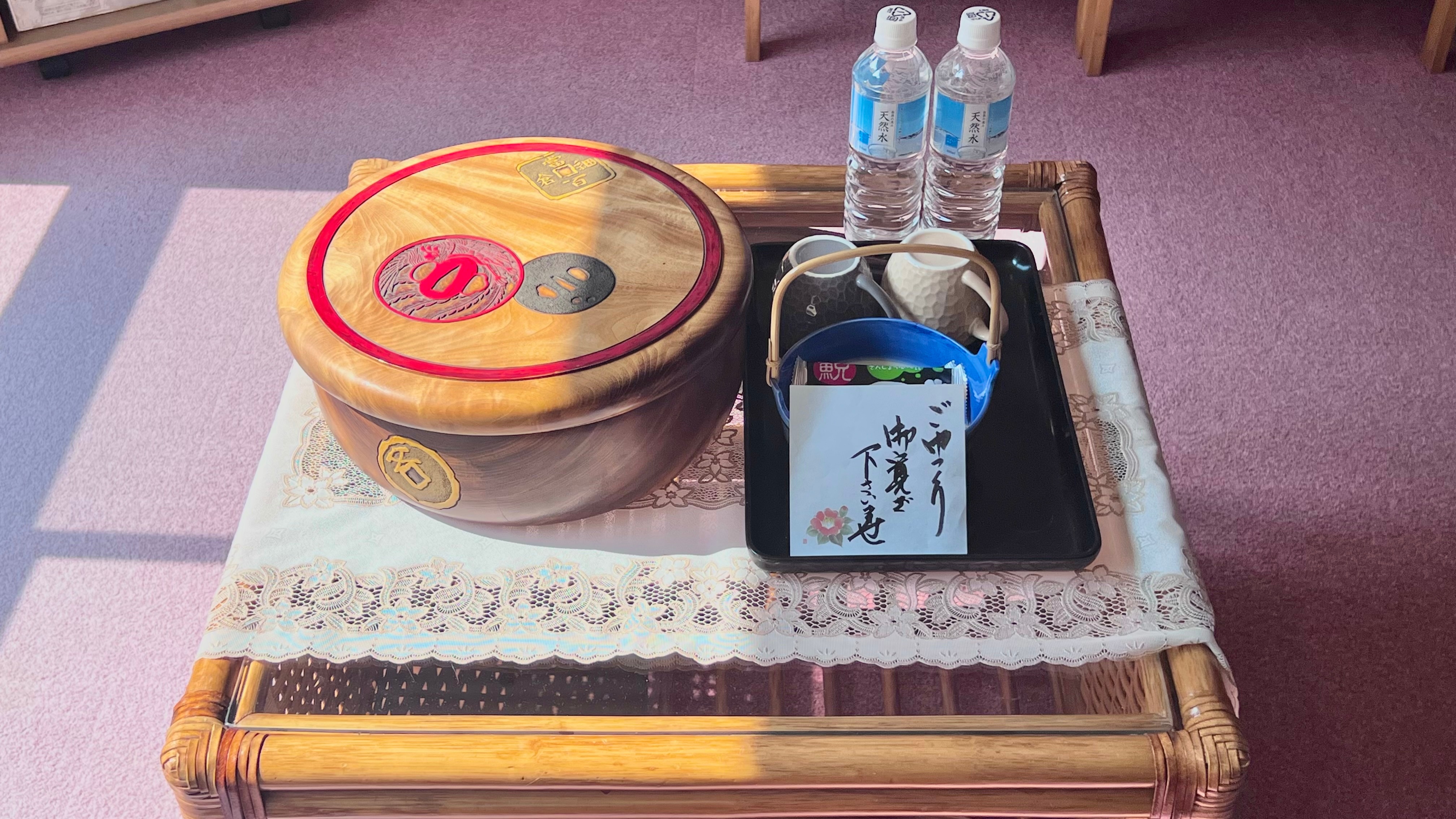 Tea sets are provided in each room.