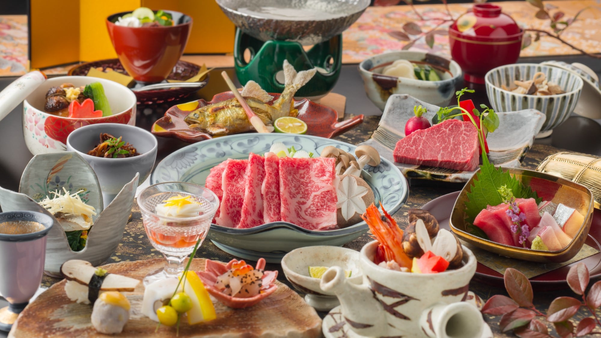 ตัวอย่างอาหารไคเซกิเนื้อฮิดะ