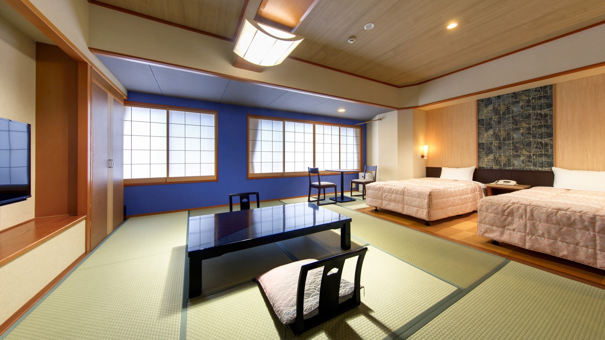 [Phòng Nhật - Tây (10 chiếu tatami + giường đôi)] Thiết kế không rào cản và phổ biến