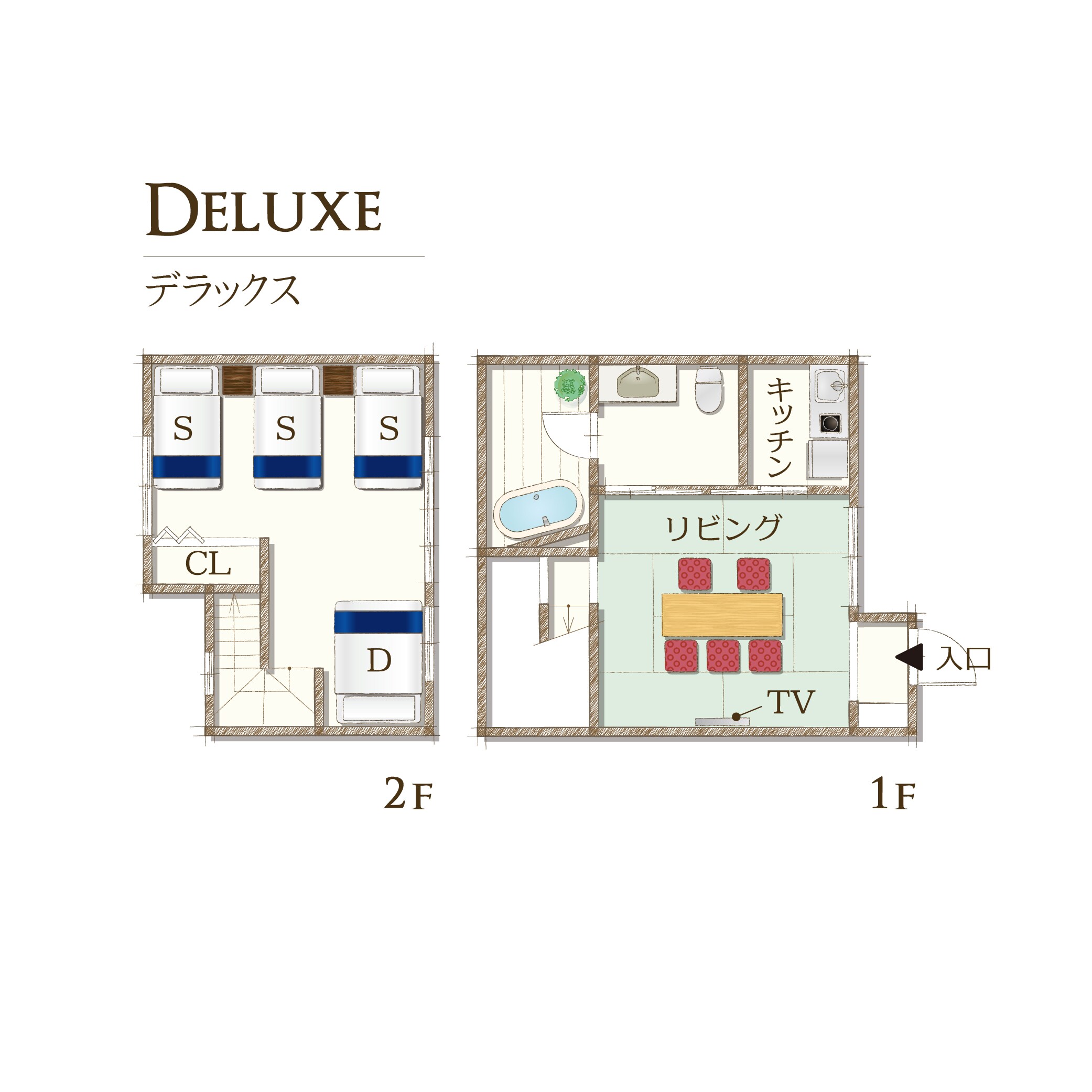 [3 giường đơn, 1 giường đôi, 3 giường futon Nhật Bản] Phòng Deluxe