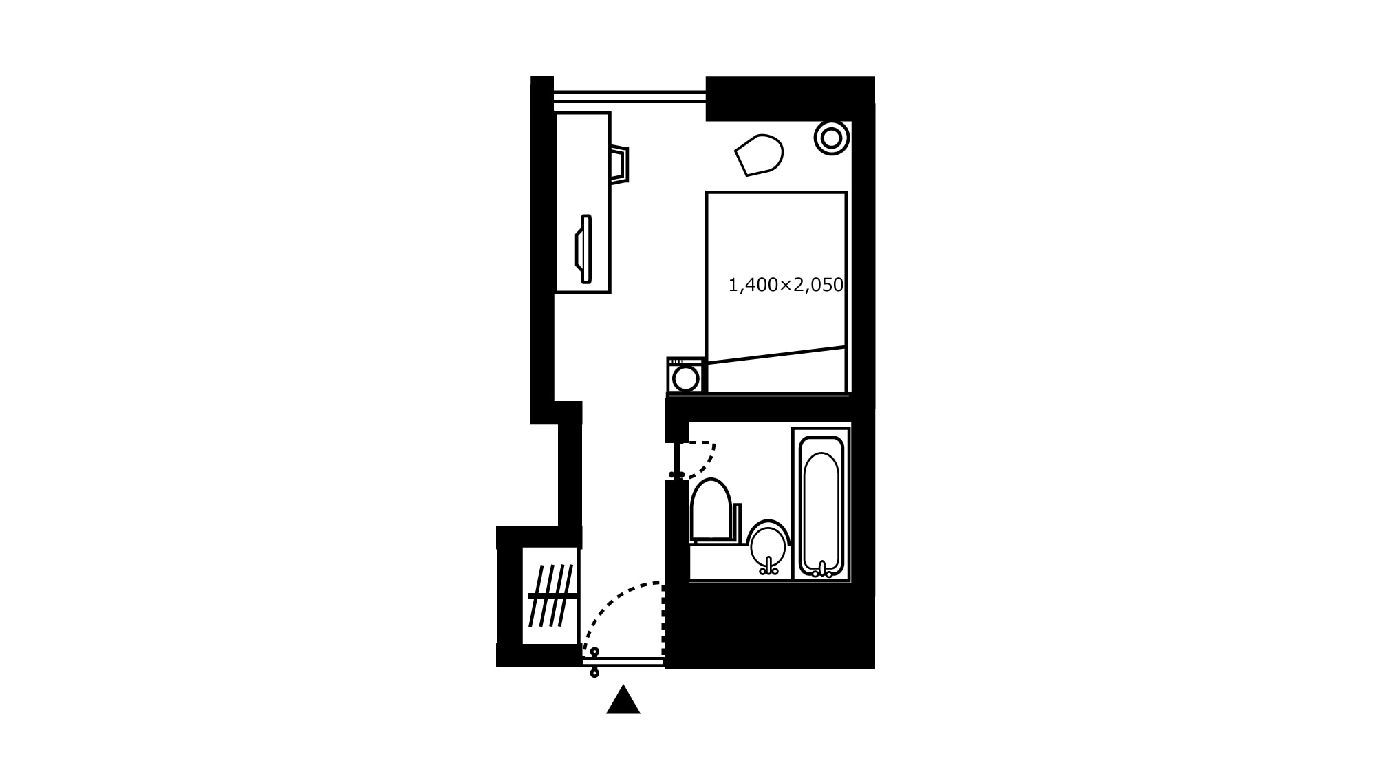Single room 17.8㎡ Floor plan example