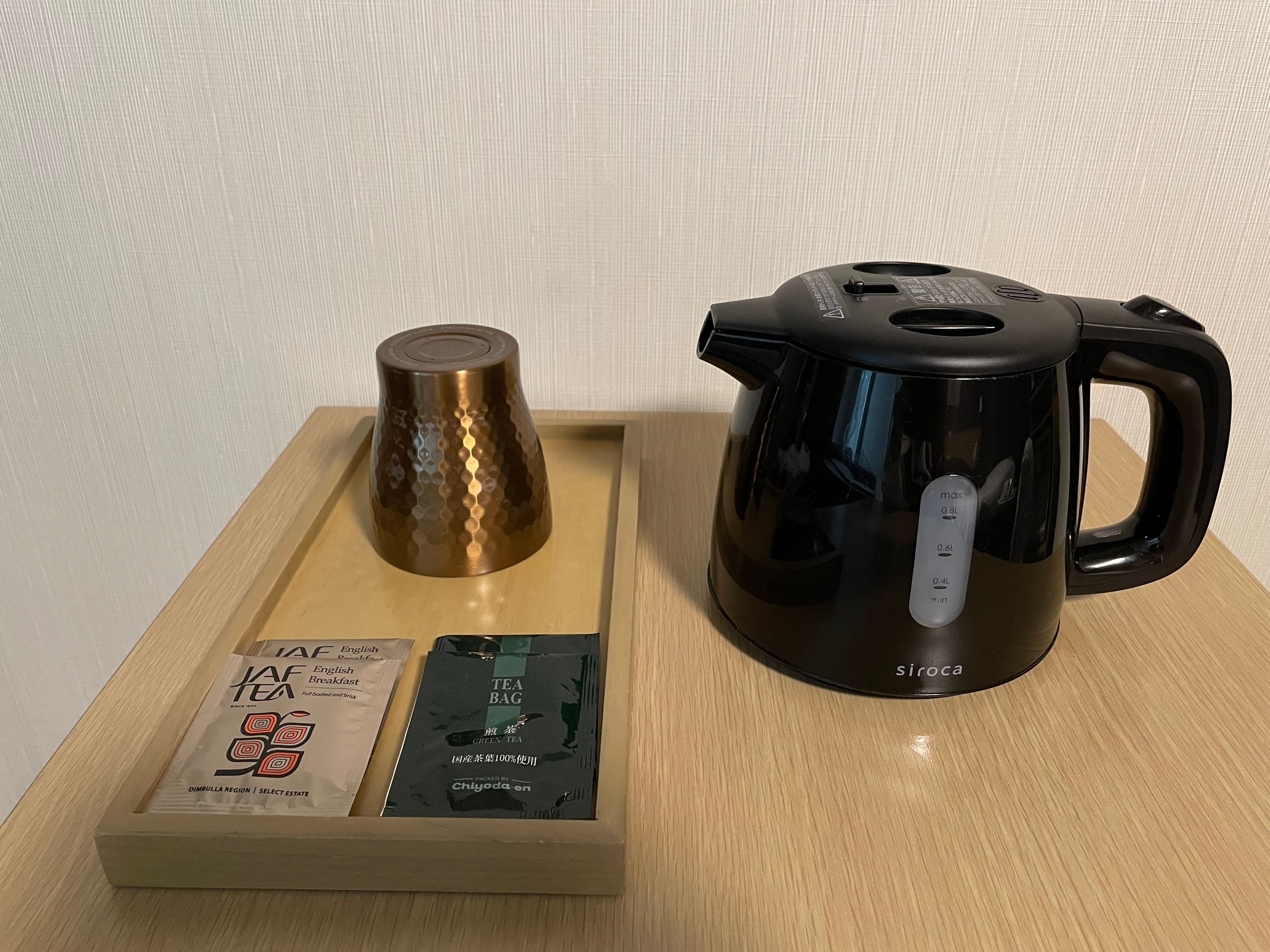 In-room kettle and tea