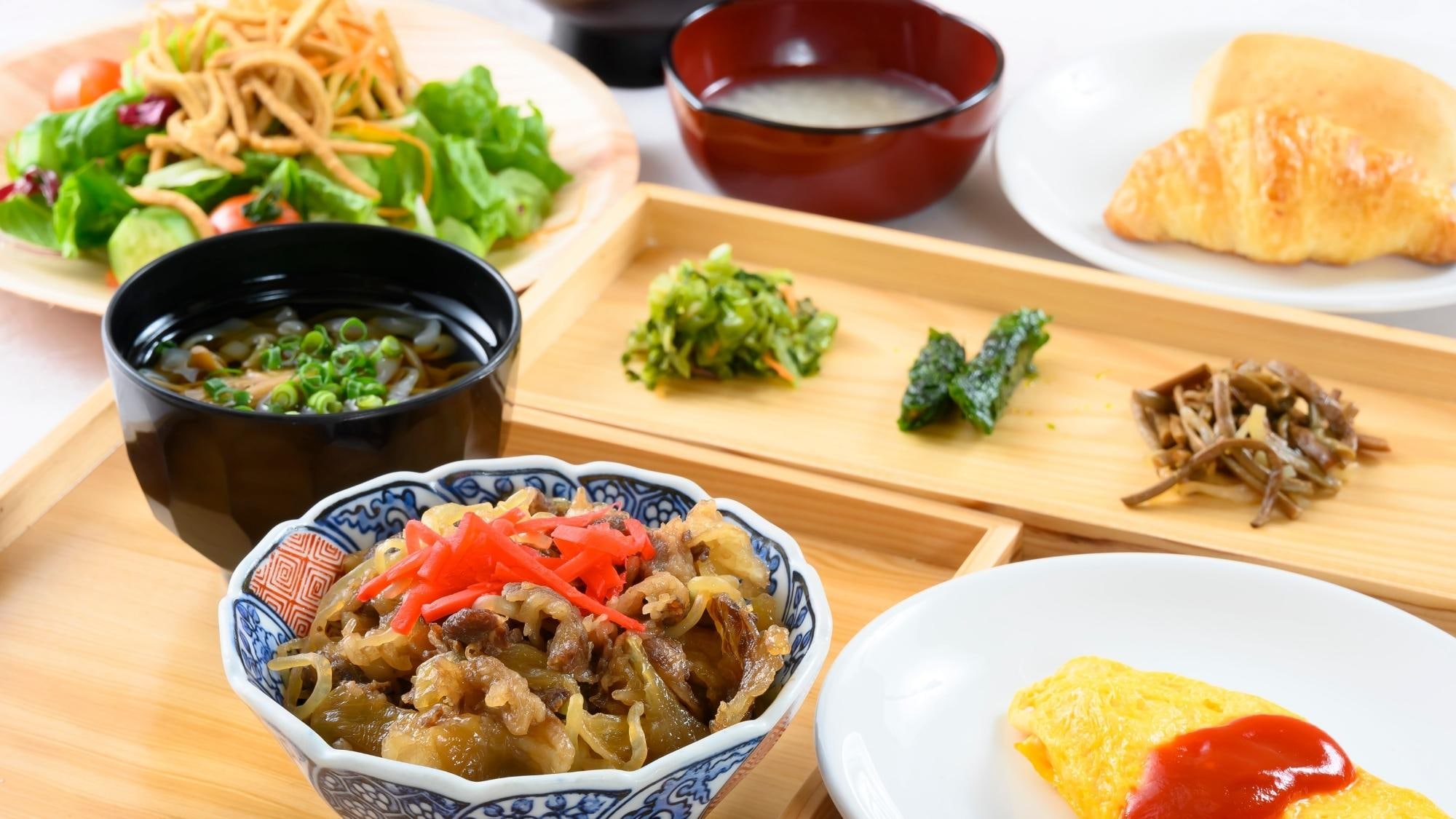 아침 식사에는 야마가타 현 특유의 재료를 사용한 요리가 많이 있습니다.