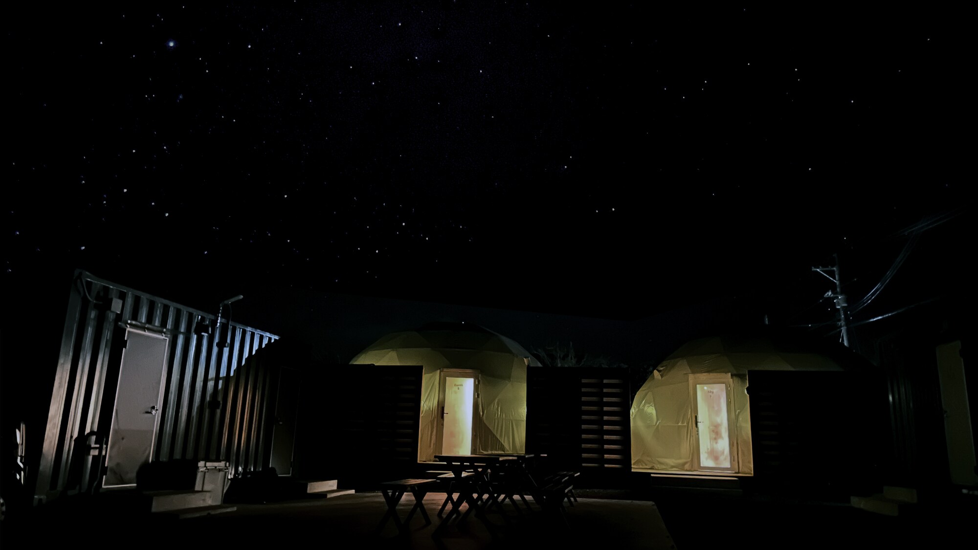 Dome tent night view