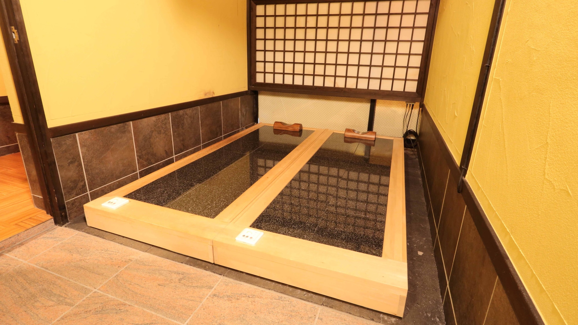 Private bedrock bathing using lava rocks from Mt. Asama