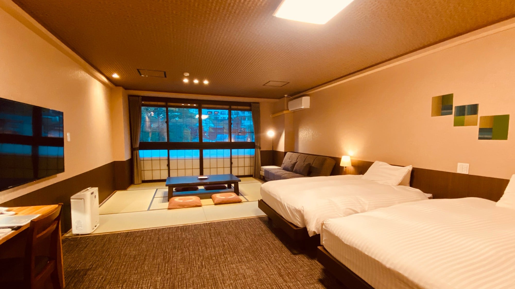 [Annex/Japanese modern twin/with shower]Twin with tatami mats along the river 39 square meters