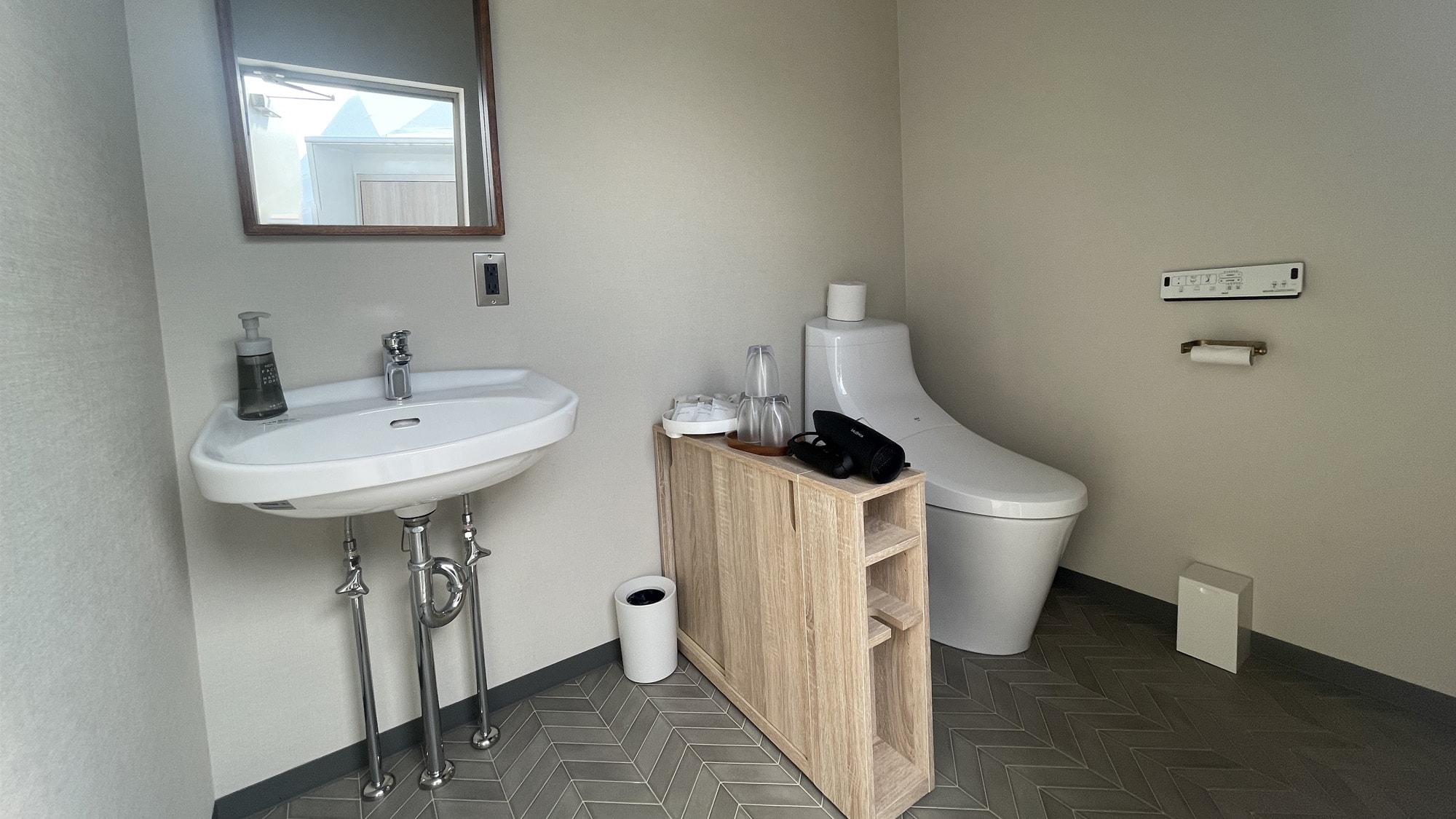 Inside the toilet
