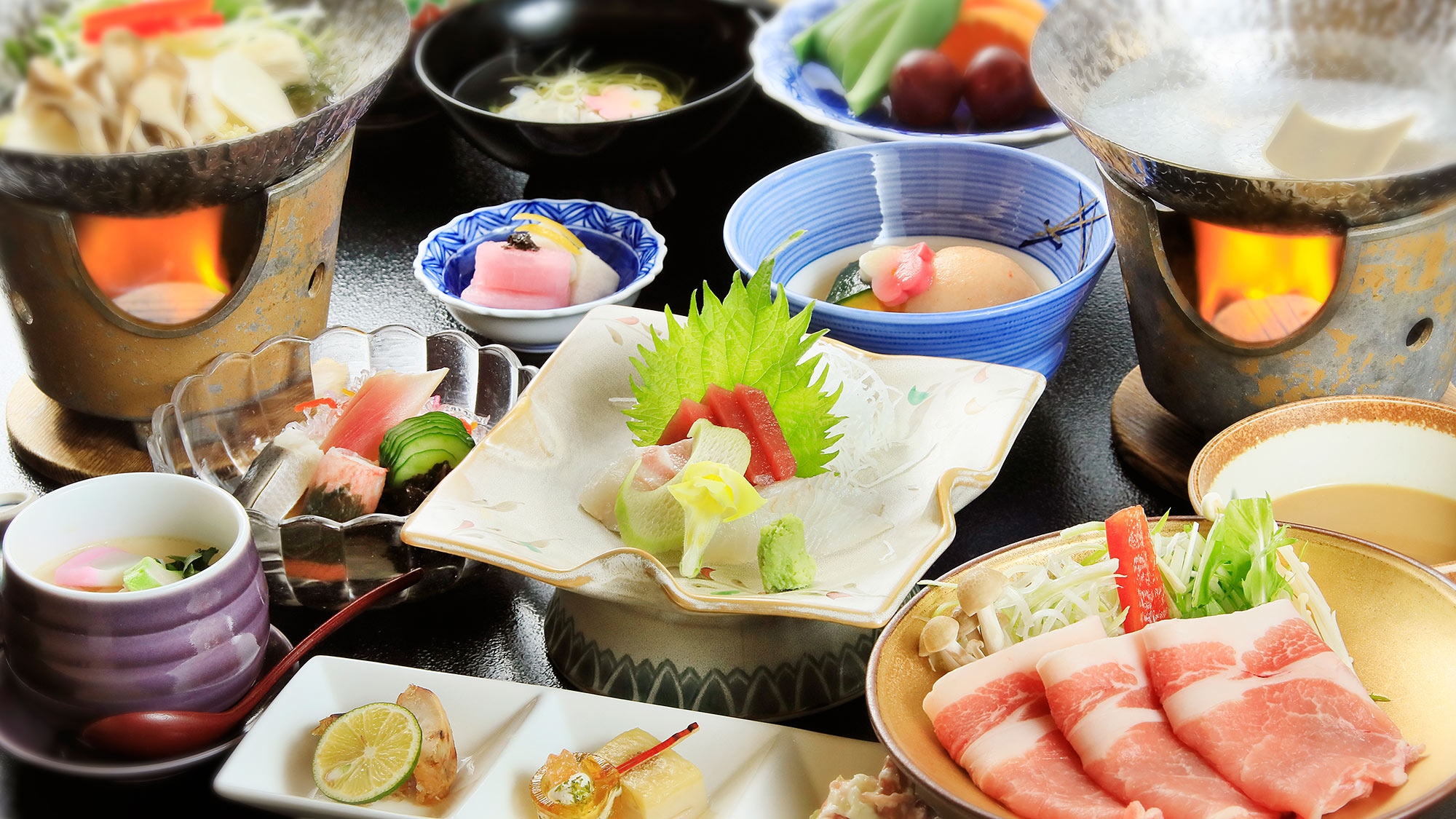 ・《SORA》Kaiseki cuisine with red wood pork shabu-shabu as the main dish
