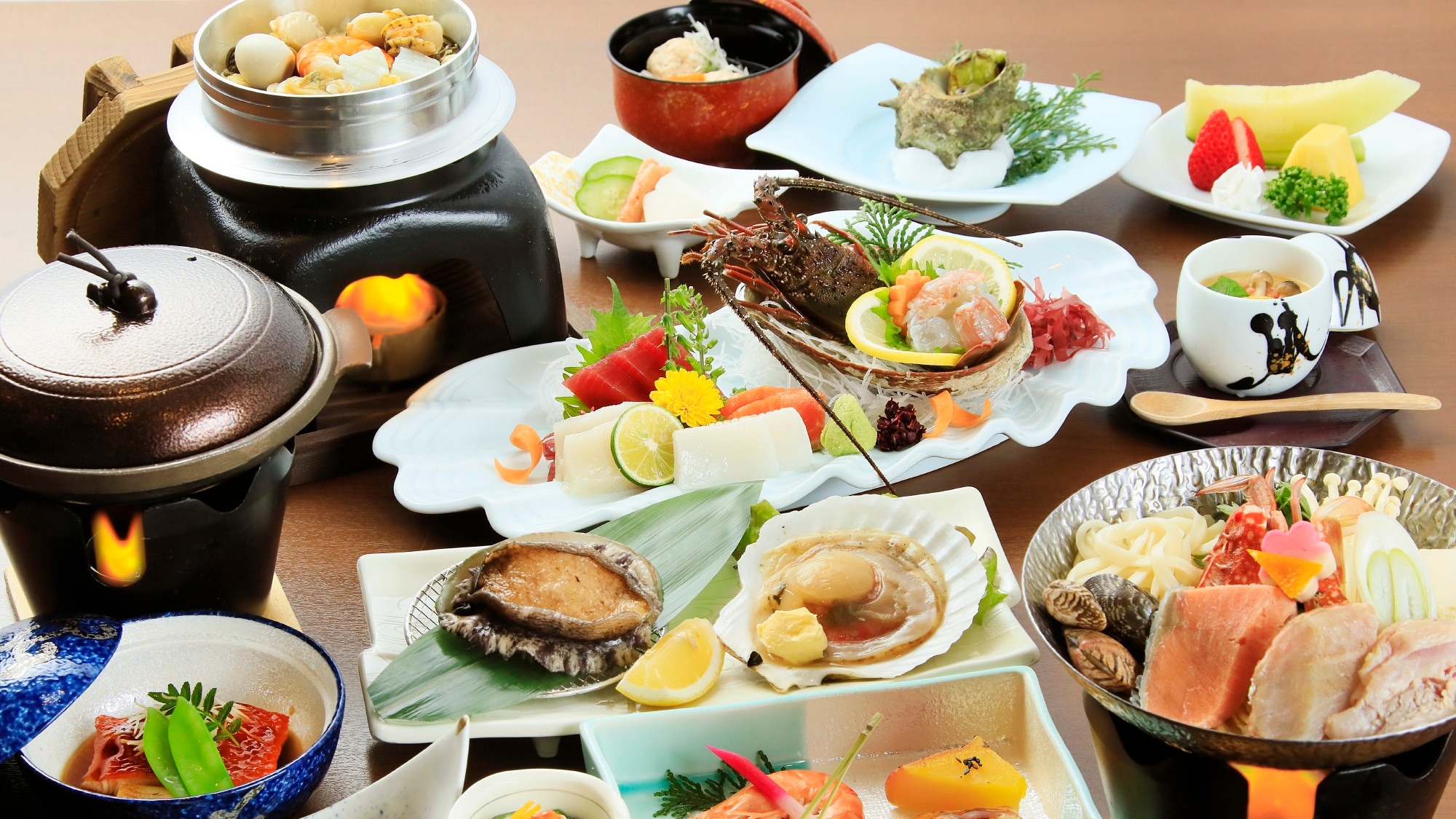 [Dinner Kaiseki] Our most popular dinner! Kuroshio Plan dinner. Includes abalone porridge and spiny lobster sashimi.