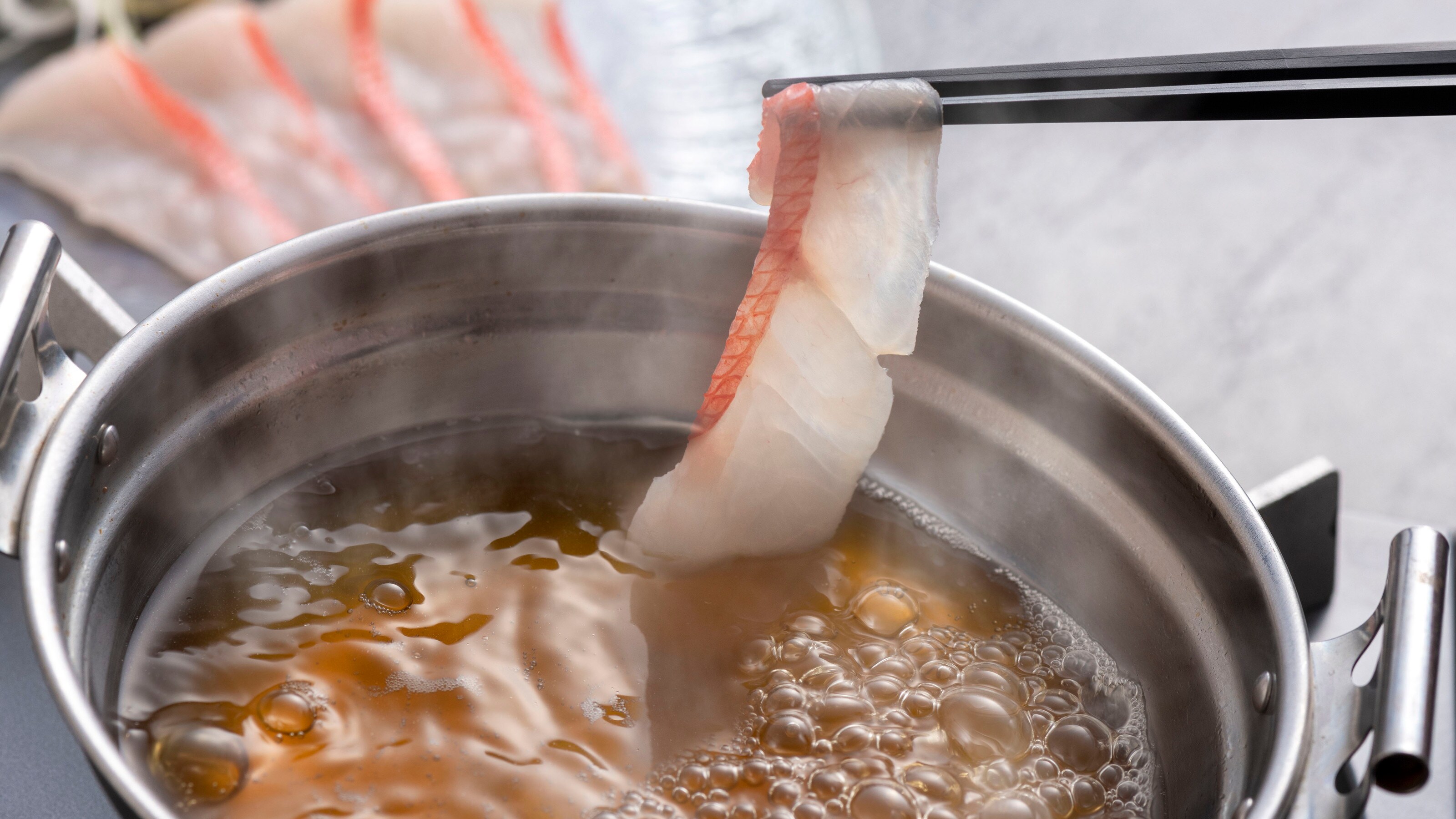 Shabu-shabu with red snapper. The red snapper chazuke and porridge at the end are excellent.