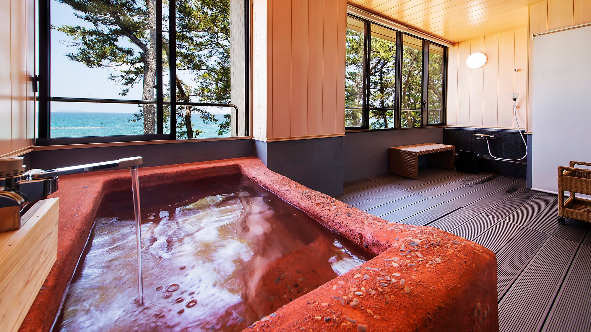 [Japanese-Western room with ocean view semi-open-air bath] -Room bath-