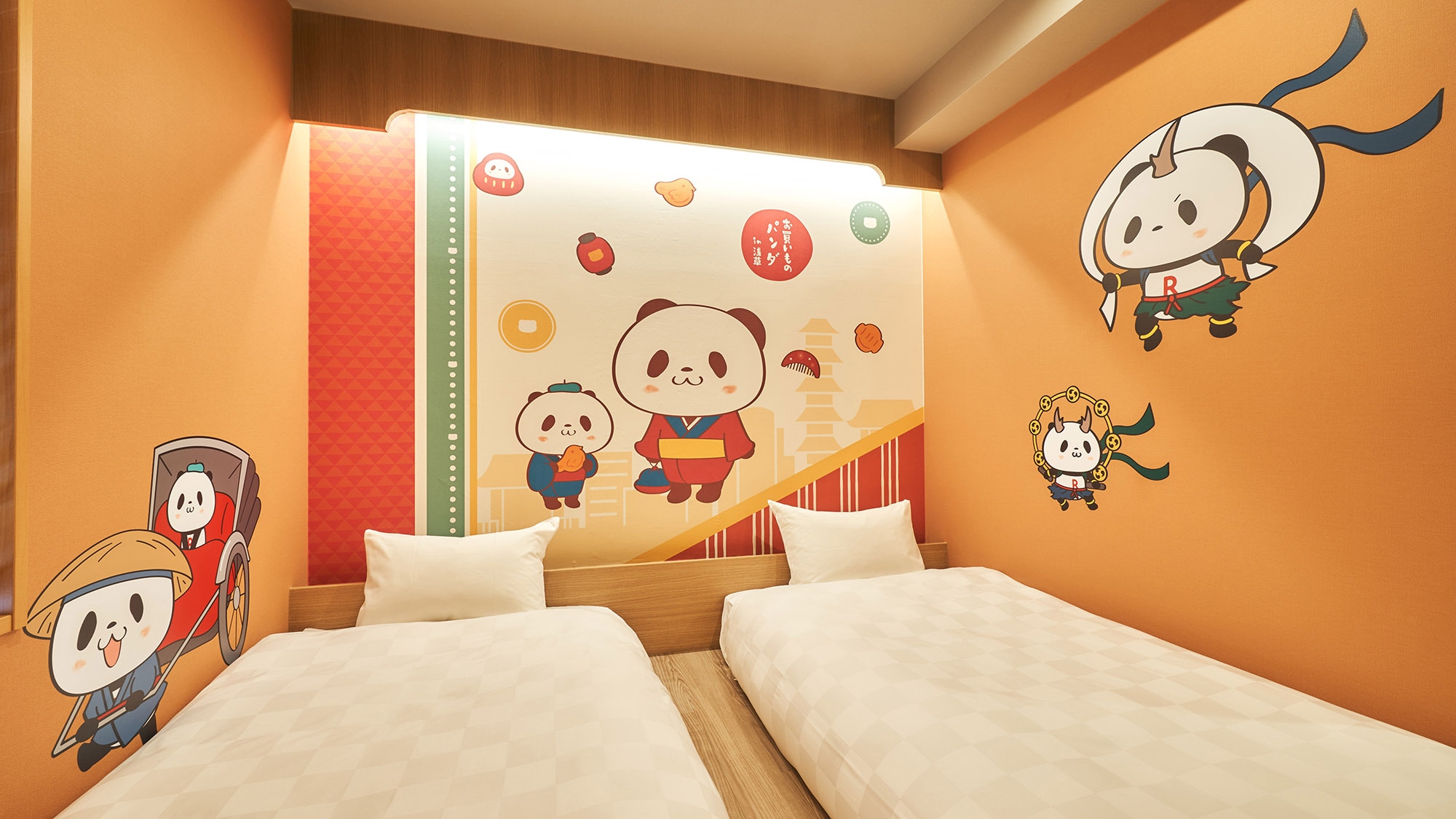 [Shopping Panda Room / Twin B] Twin room is designed by Fujin Raijin