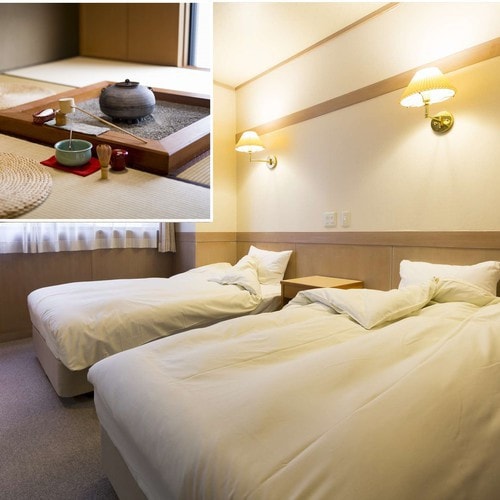 [Japanese-Western room] 12.5 tatami hearth room + twin bed room