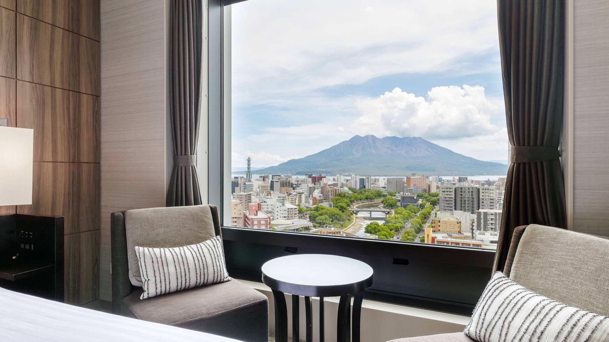 The magnificent view of Sakurajima from the room