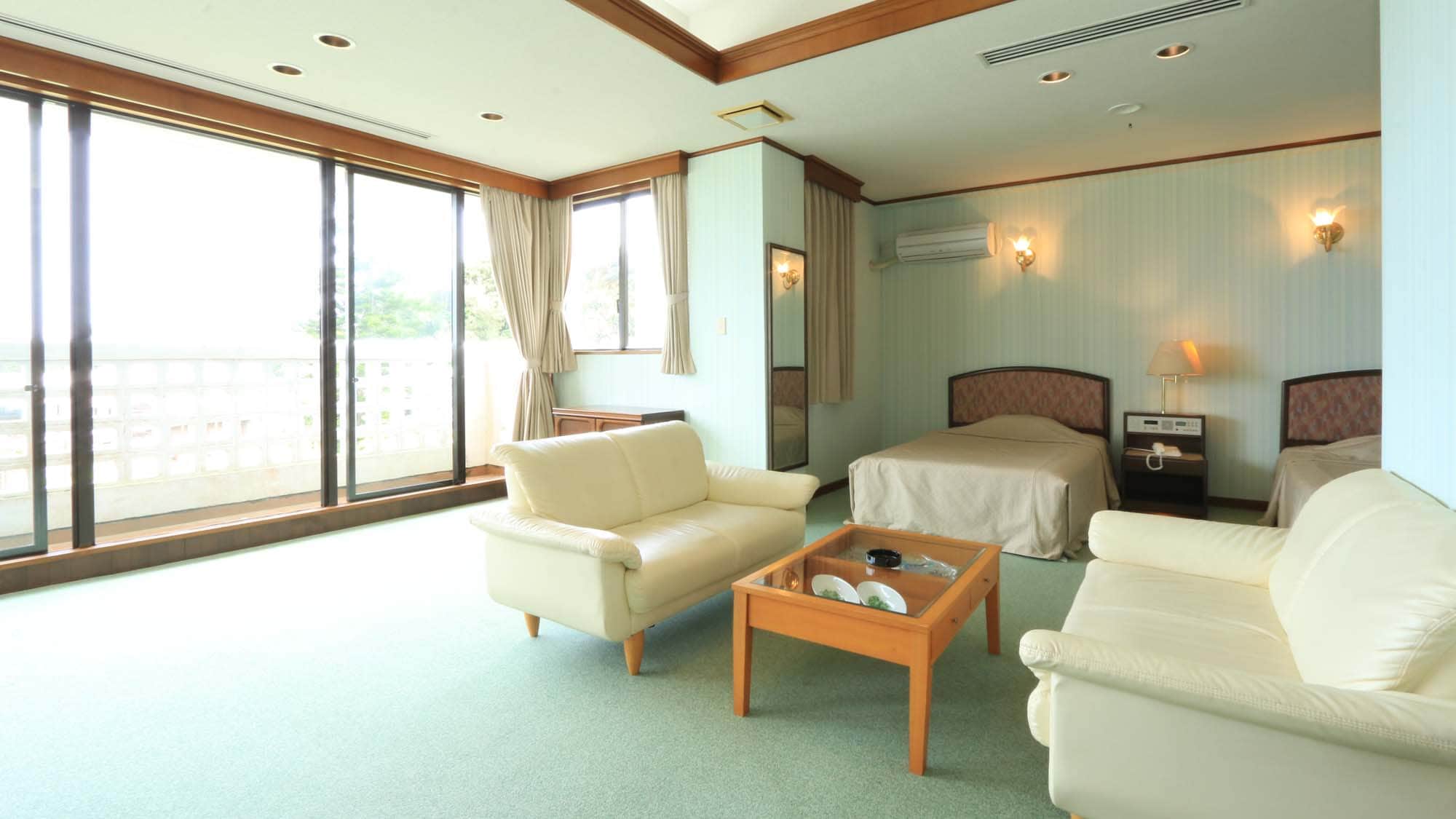 <Phòng Deluxe Twin 55m2> Phòng rộng 55m2, lý tưởng cho nhóm.