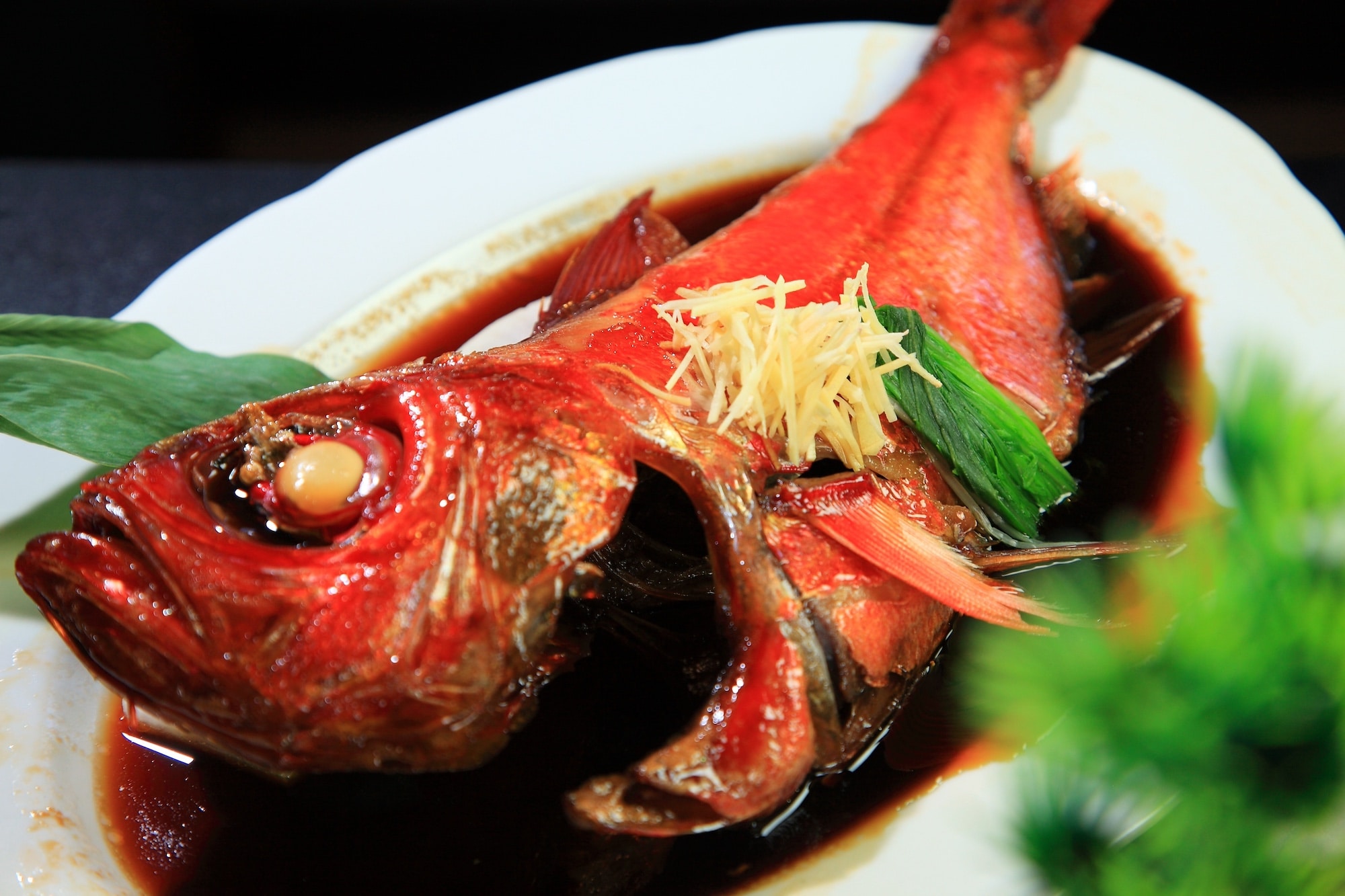 Braised whole red snapper