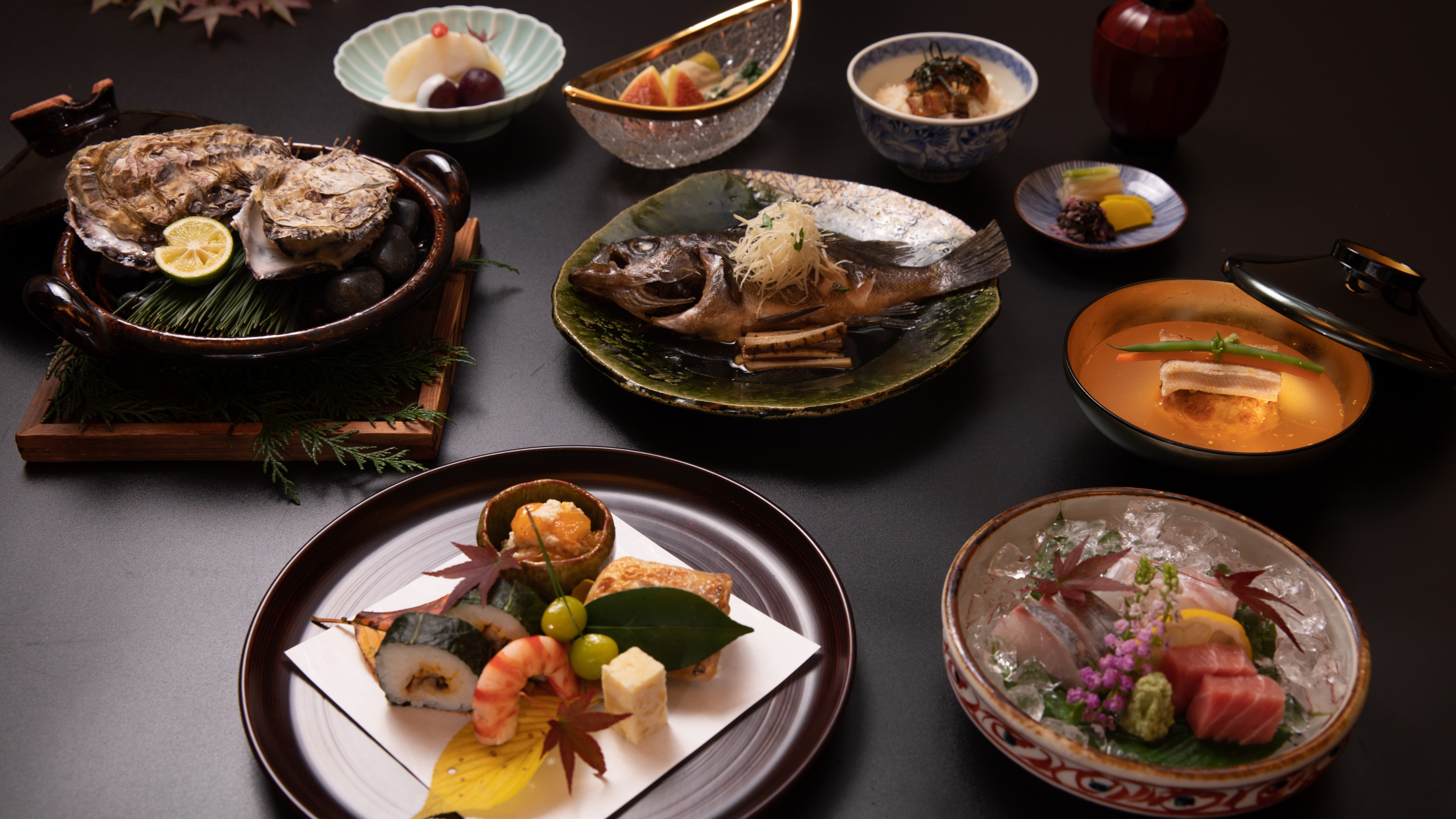 ภาพอาหารไคเซกิแสนอร่อยของ Setouchi ในฤดูใบไม้ร่วง/ฤดูหนาว