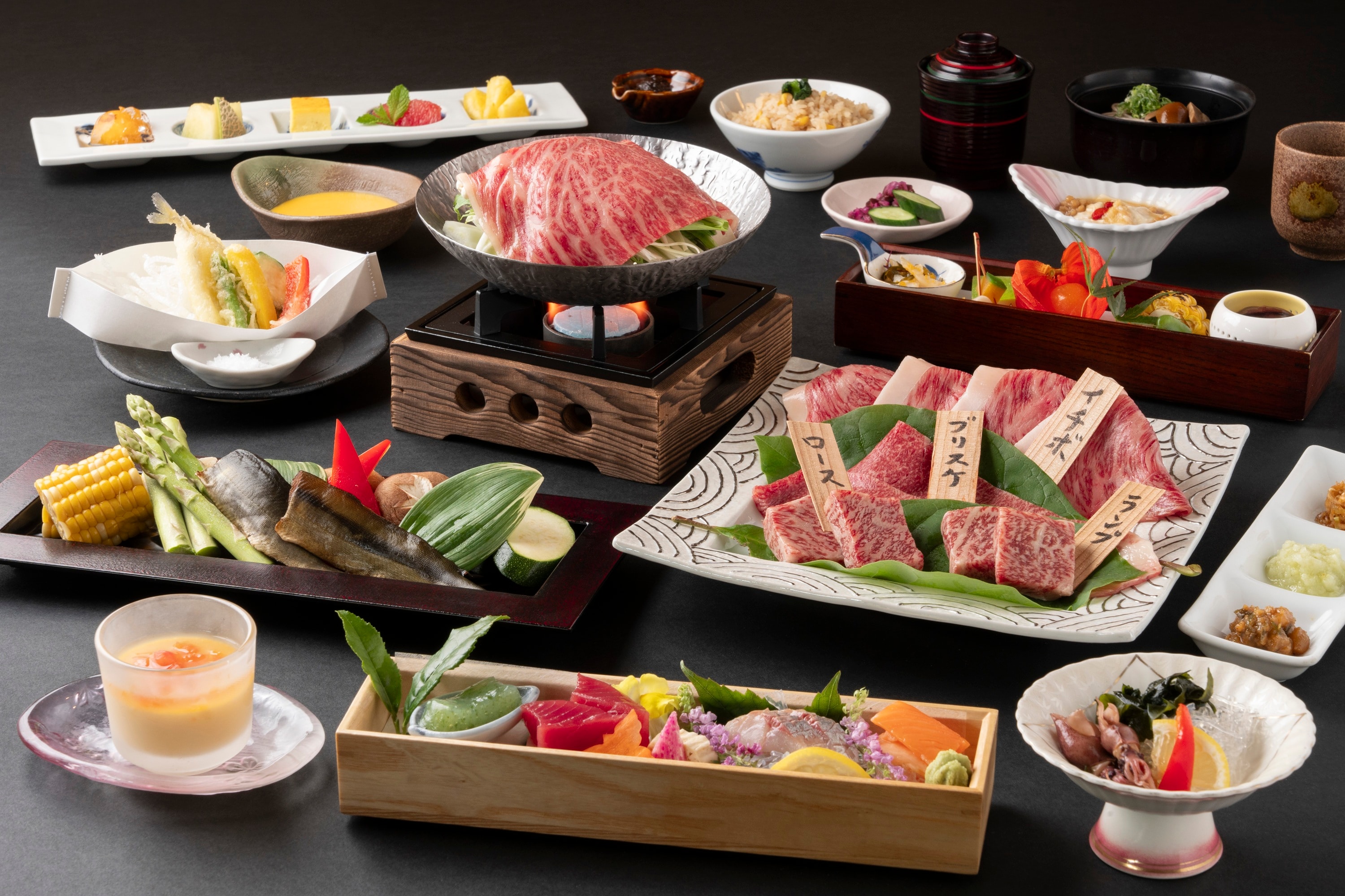 [อาหารเย็น] ชุดเนื้อฮิดะย่างแบบไคเซกิ (ตัวอย่าง)