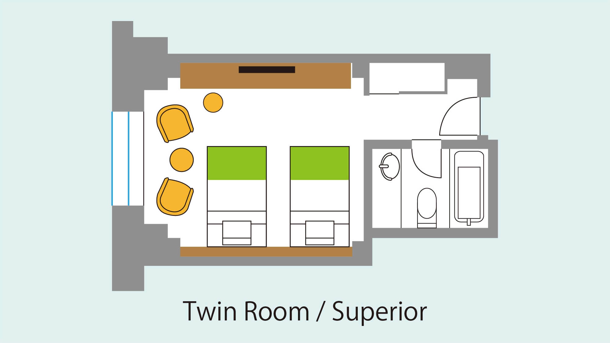 [14th-25th floor / Superior floor] Twin floor plan