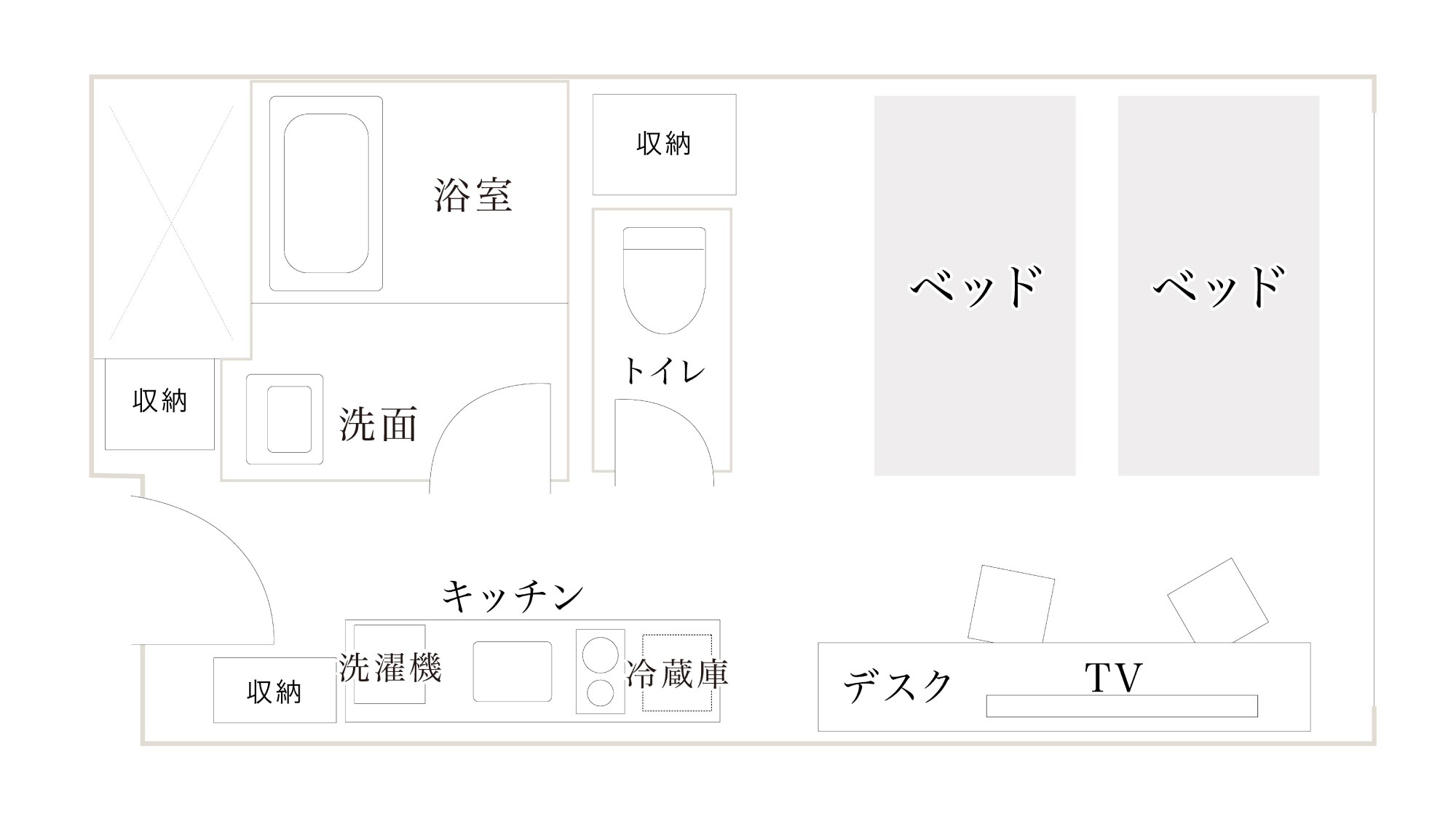 eph Twin kitchen available (1st floor) [No smoking] Floor plan * May vary depending on the room.