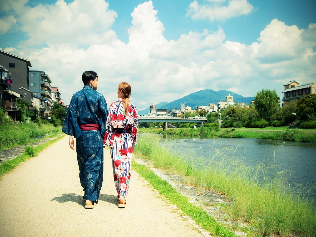 Yukata warna Kamogawa