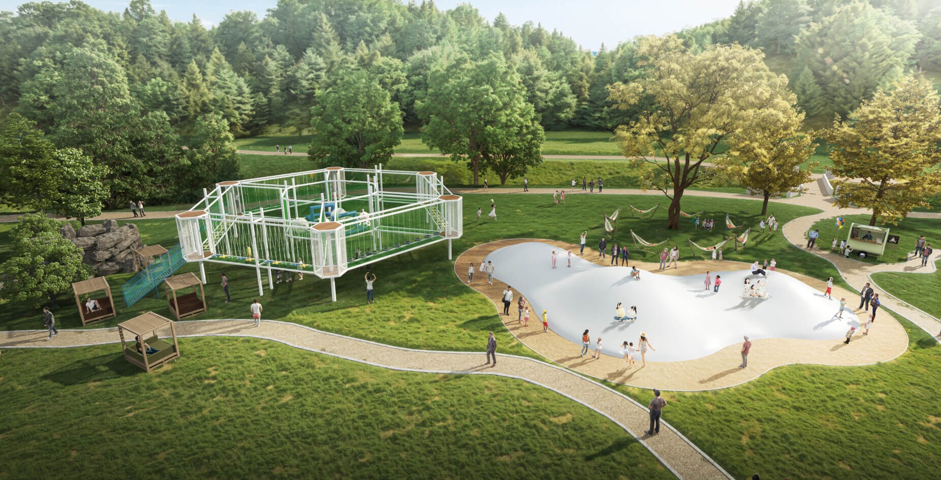 [Leisure Area] (From April 24, 2025) Two parks will be created on the vast grassy area! Have fun in nature