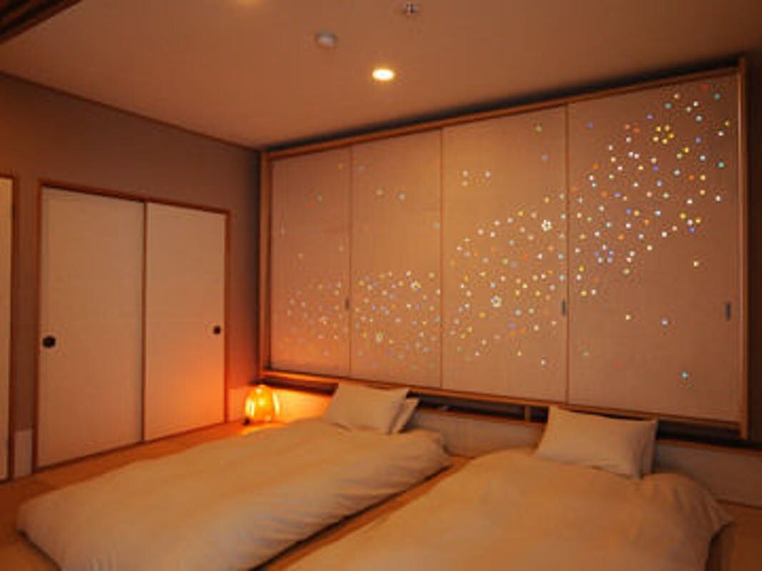 ☆ Bedroom 7 and a half tatami + living room 6 tatami ☆ Special room with semi-open-air bath "Hana no Ame"