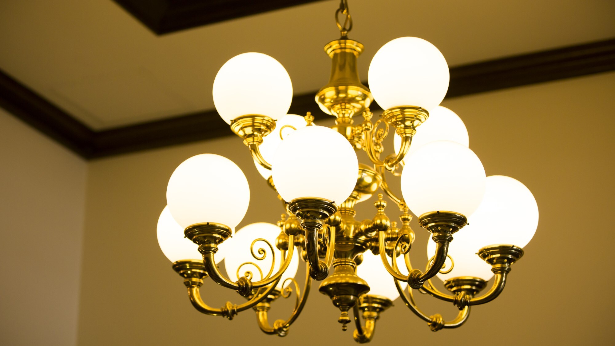 Chandelier at the entrance of the building