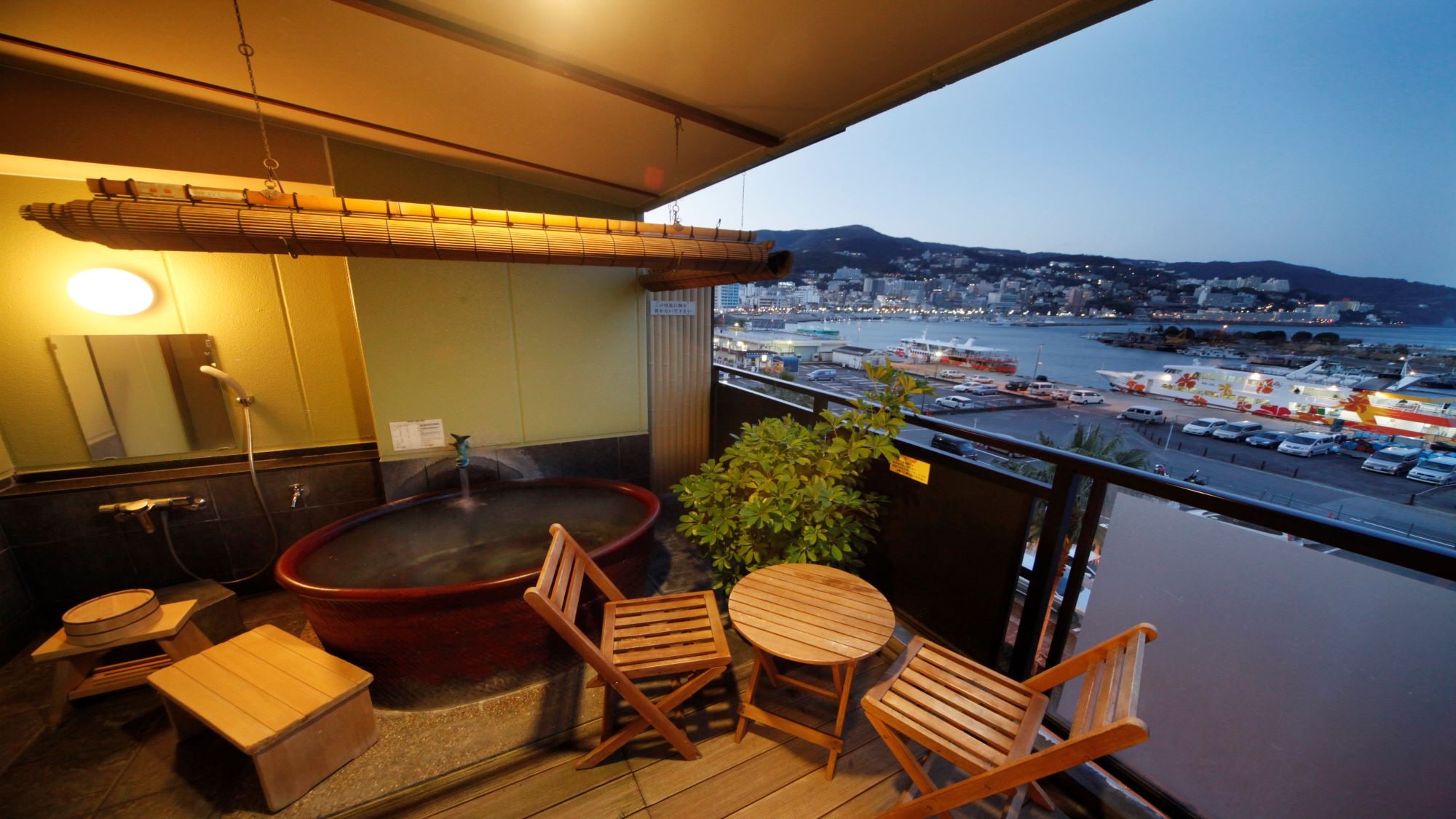 An example of a guest room open-air bath