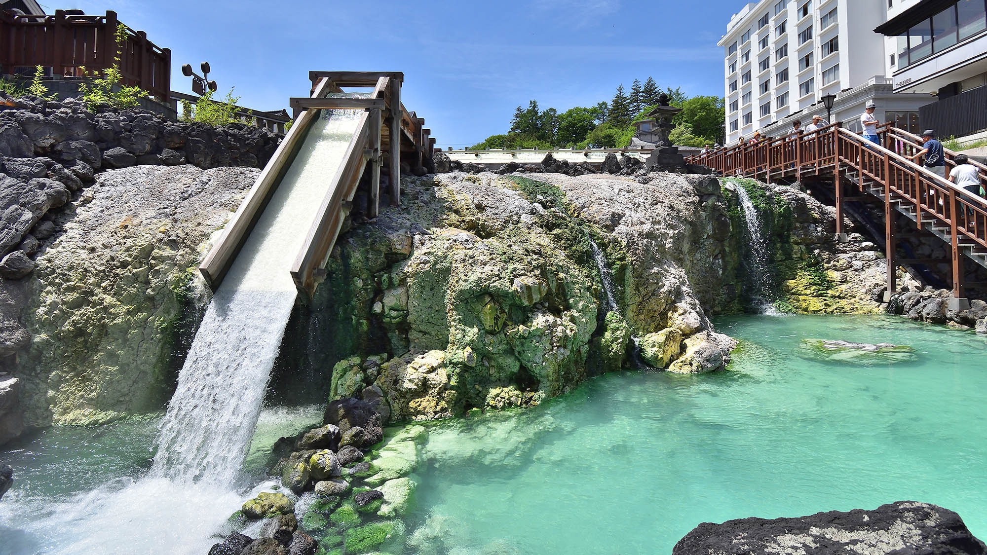 The symbol of Kusatsu Onsen: the Yubatake