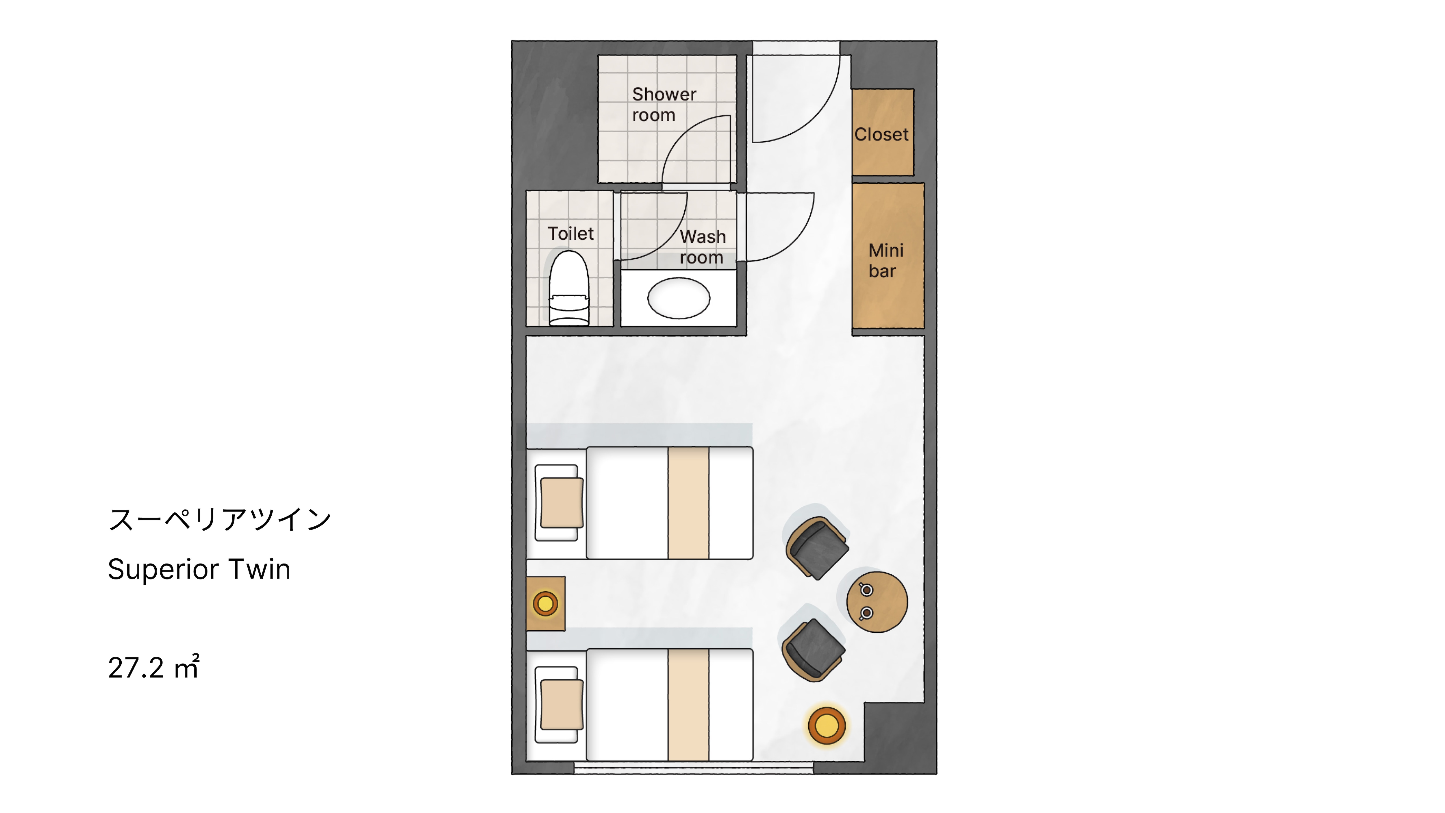 Example of a Superior Twin Room Layout