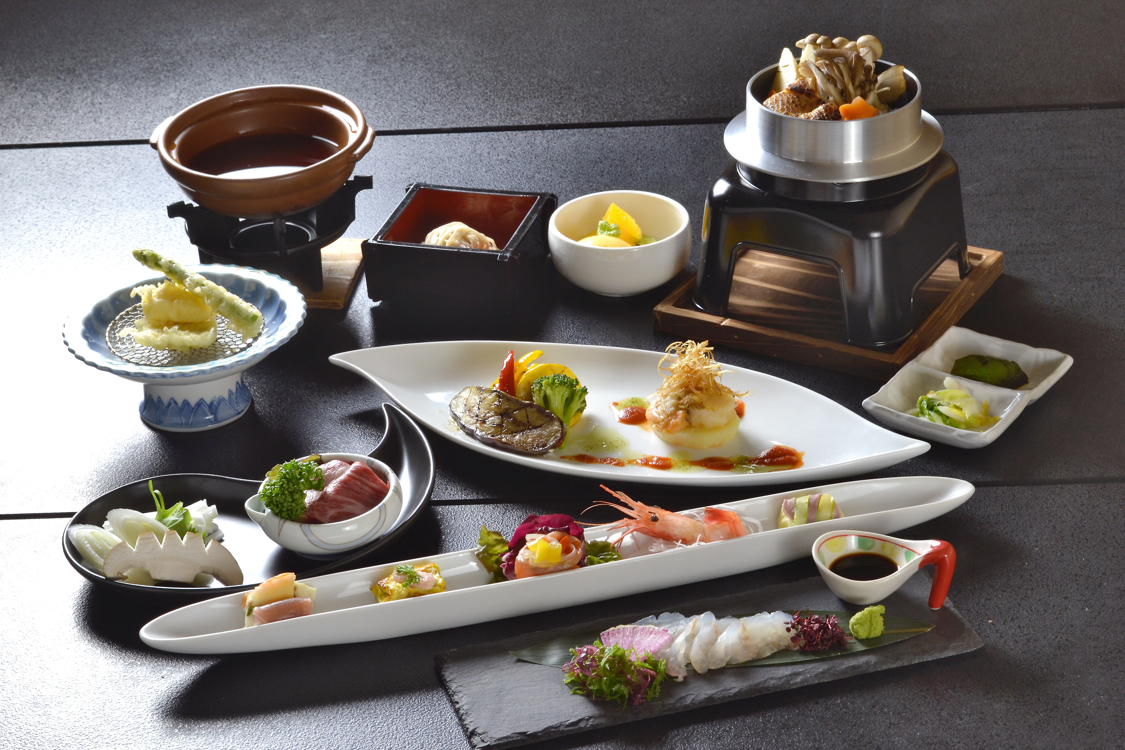 Dinner set using seasonal ingredients
