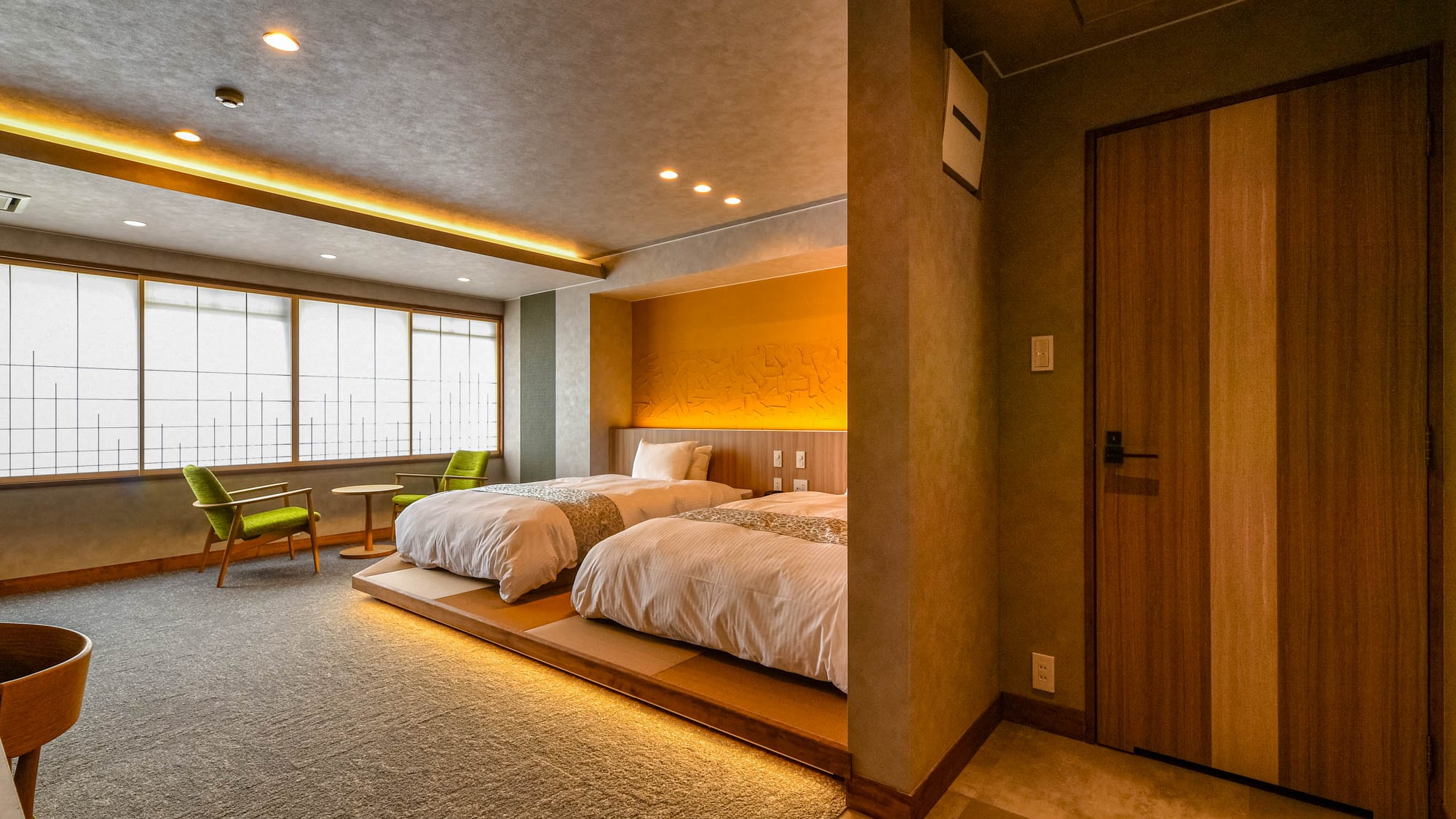 Japanese modern room with 2 double beds