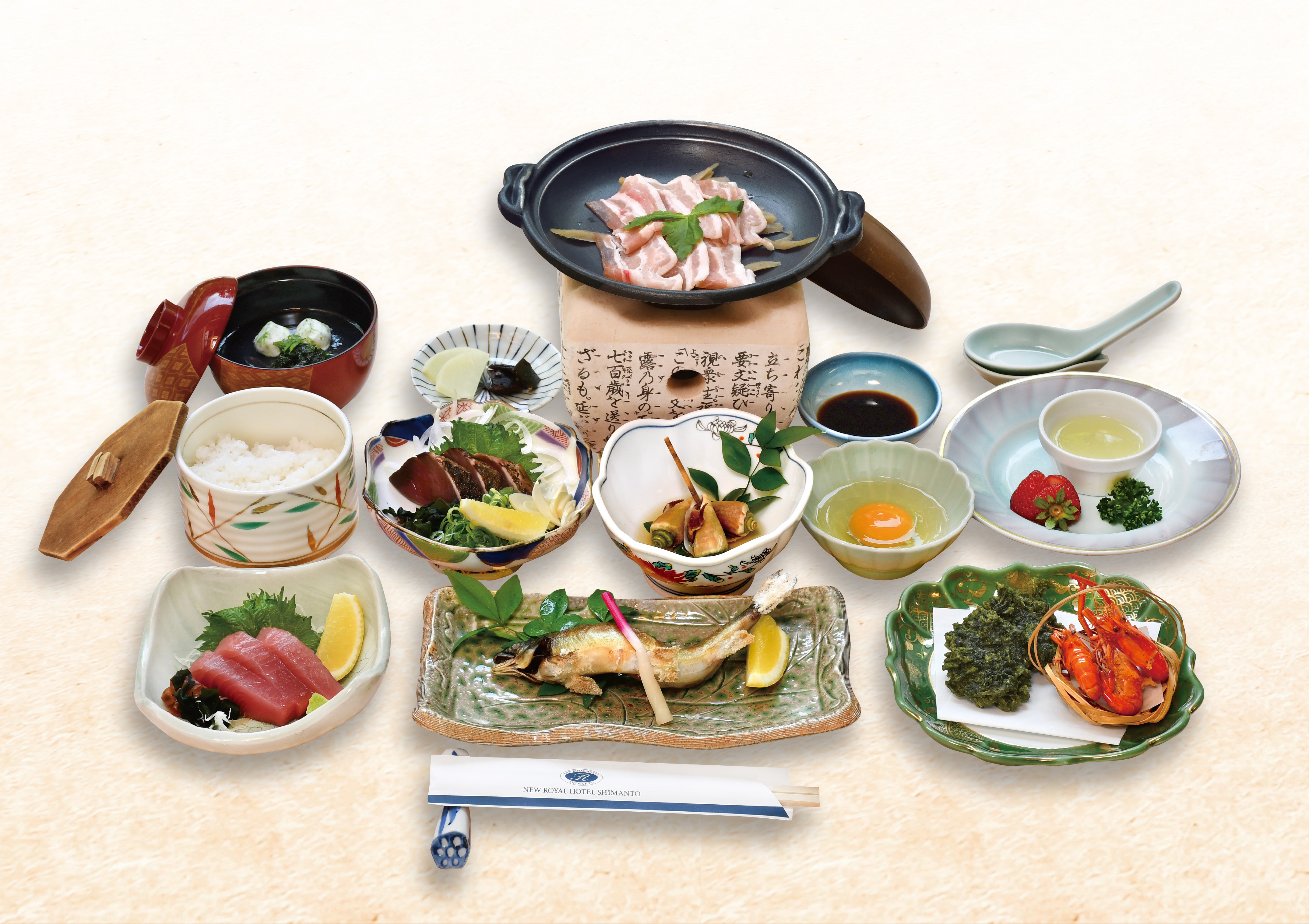 < Staff recommended Japanese kaiseki meal > ◎ Sliced Shimanto pork Yanagawa hot pot ◎