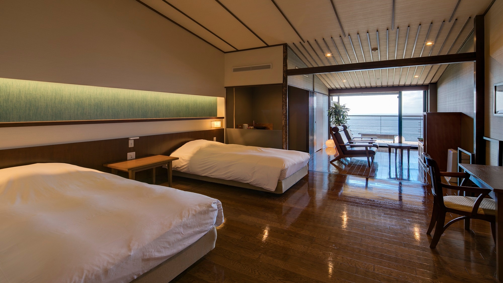 [Akatsuki no Sho/Western-style twin room/View: Ocean/Heated hot water]