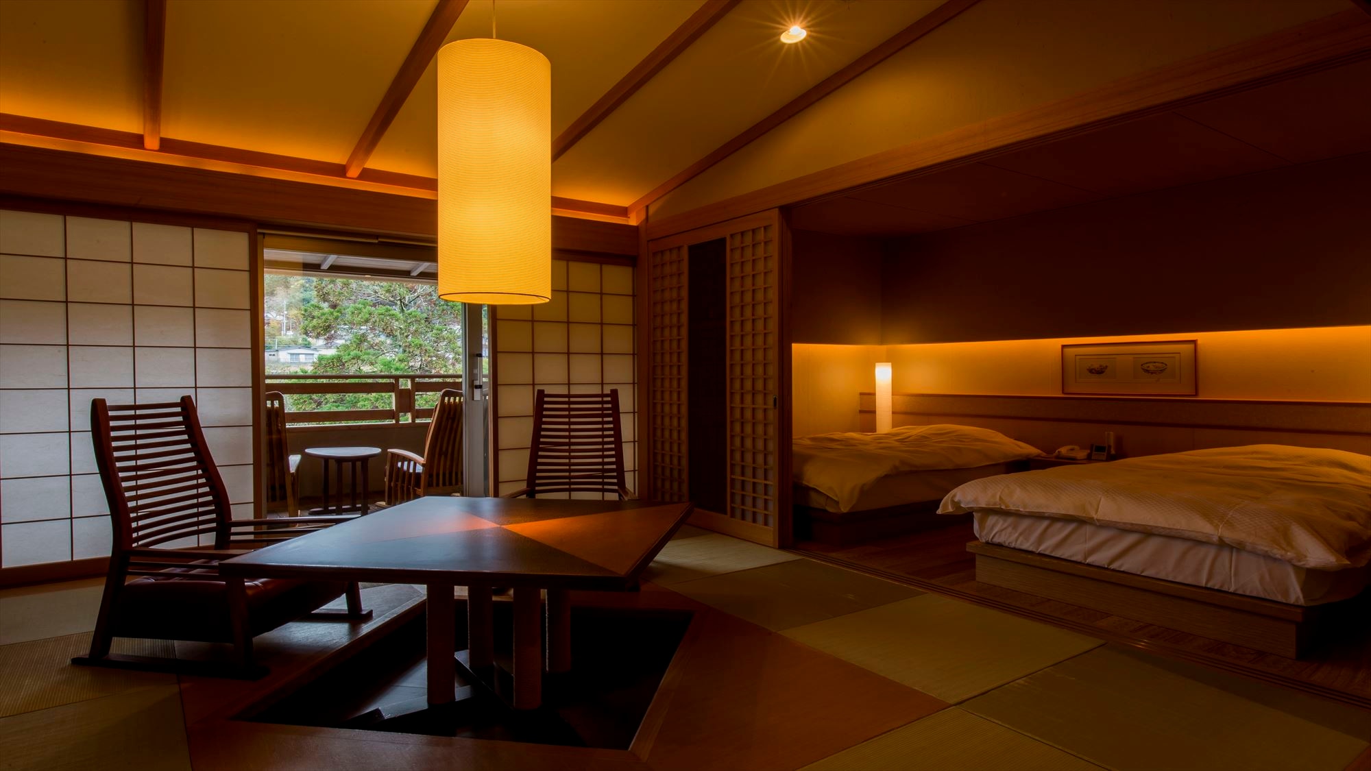 Japanese-Western style room with open-air bath