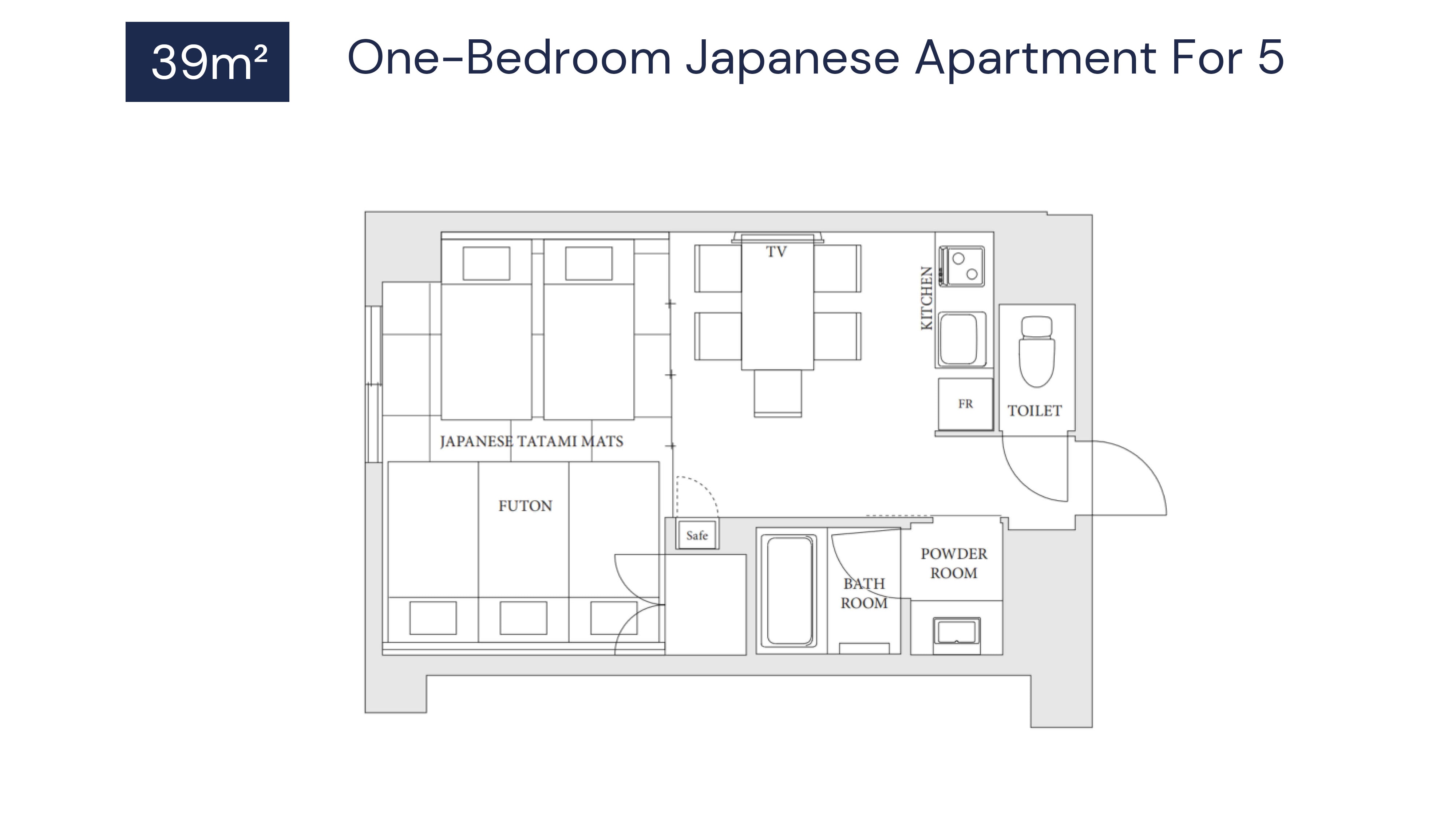 1 Bedroom Japanese Apartment for 5 People Floorplan