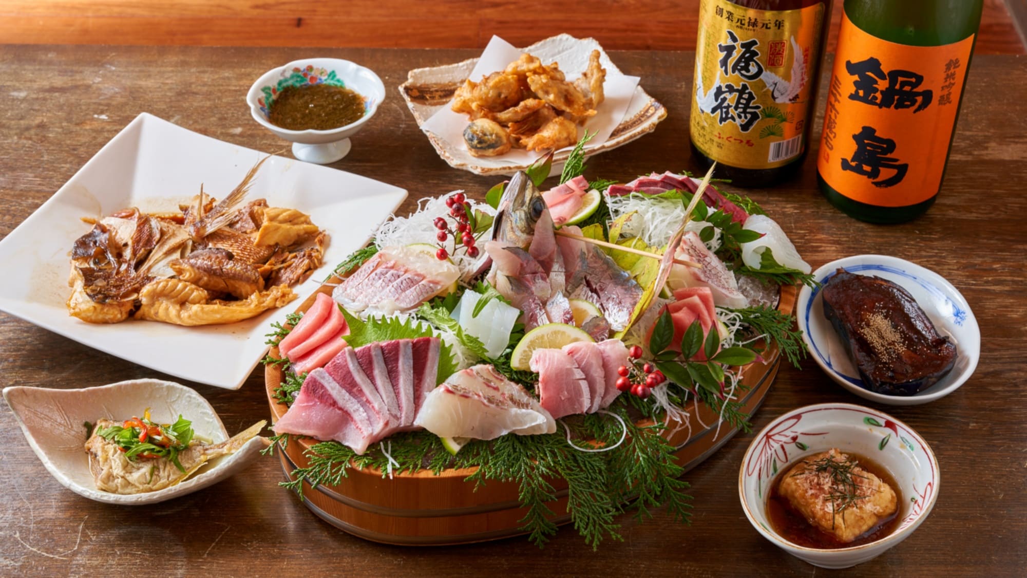 A banquet course using plenty of freshly caught fish.