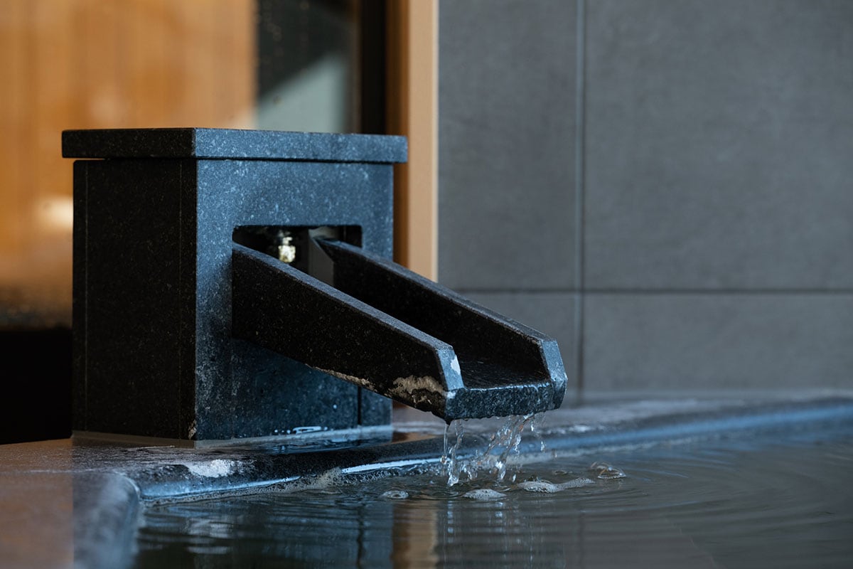 Free-flowing hot spring water