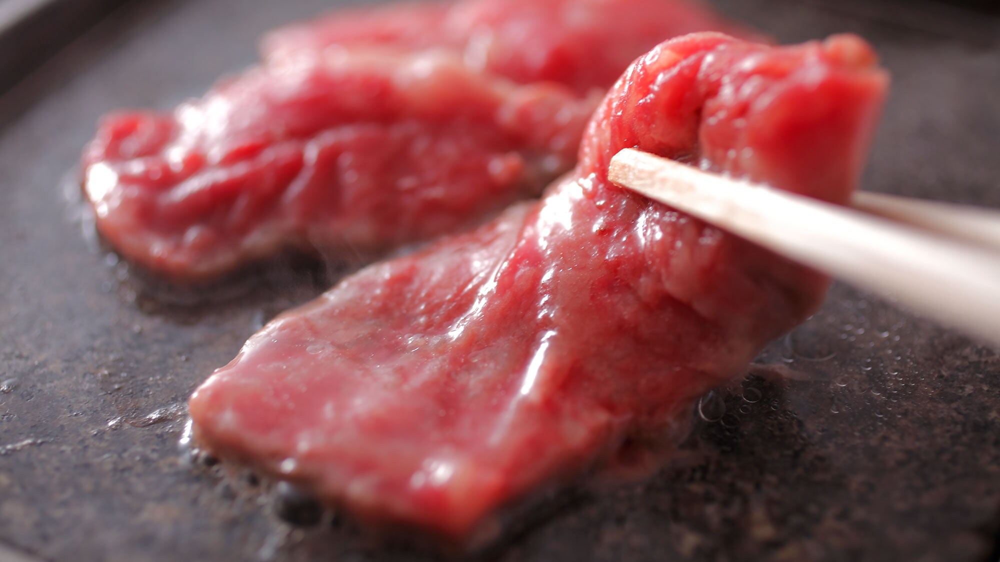 Specially selected Wagyu beef on hot stone