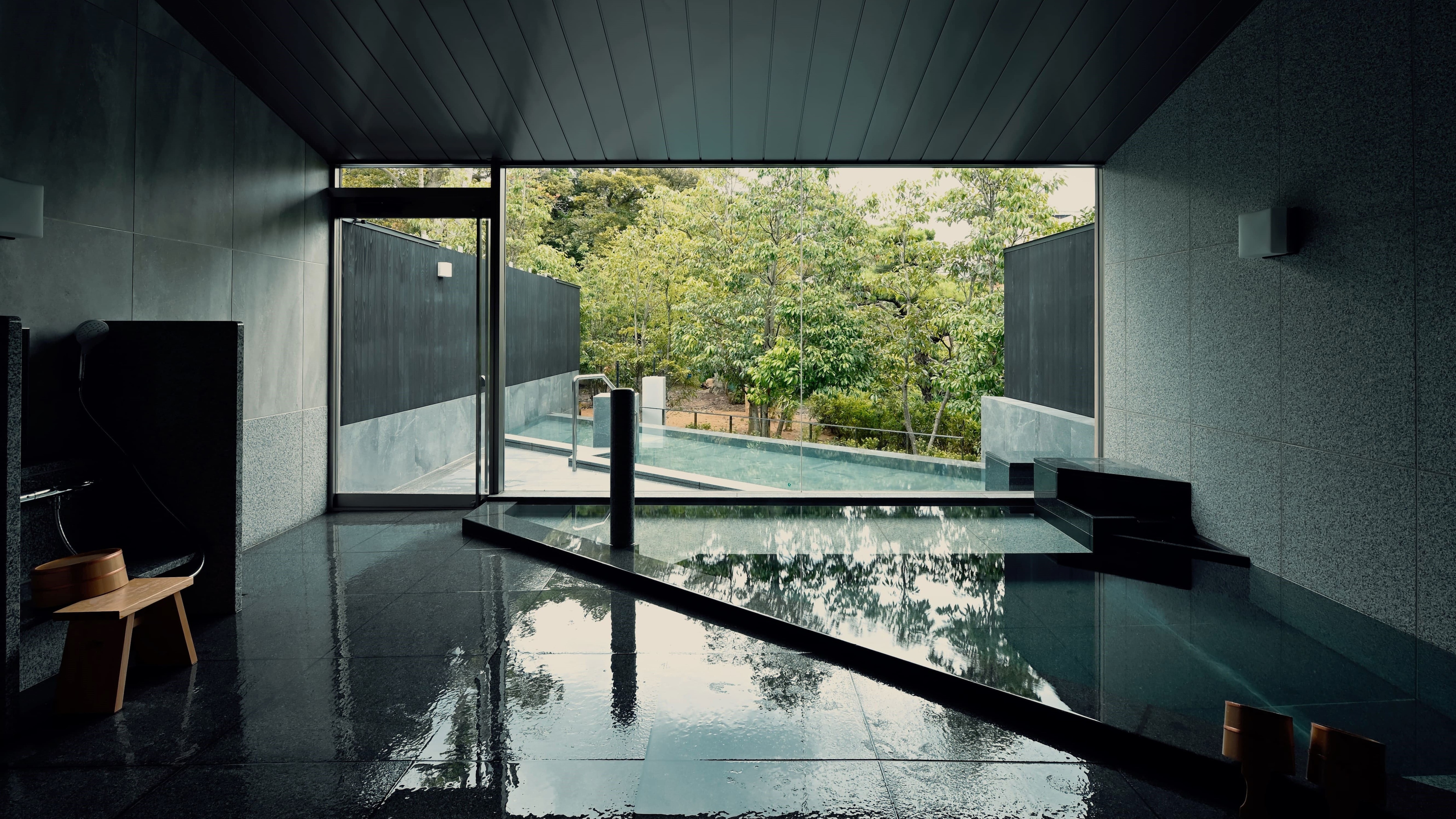 Large public bath with natural hot spring water