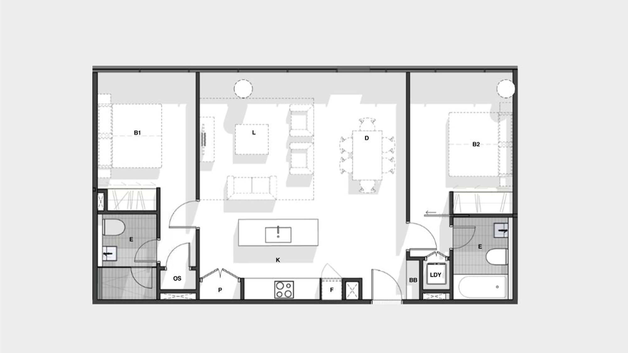 [2 bedroom] Floor plan