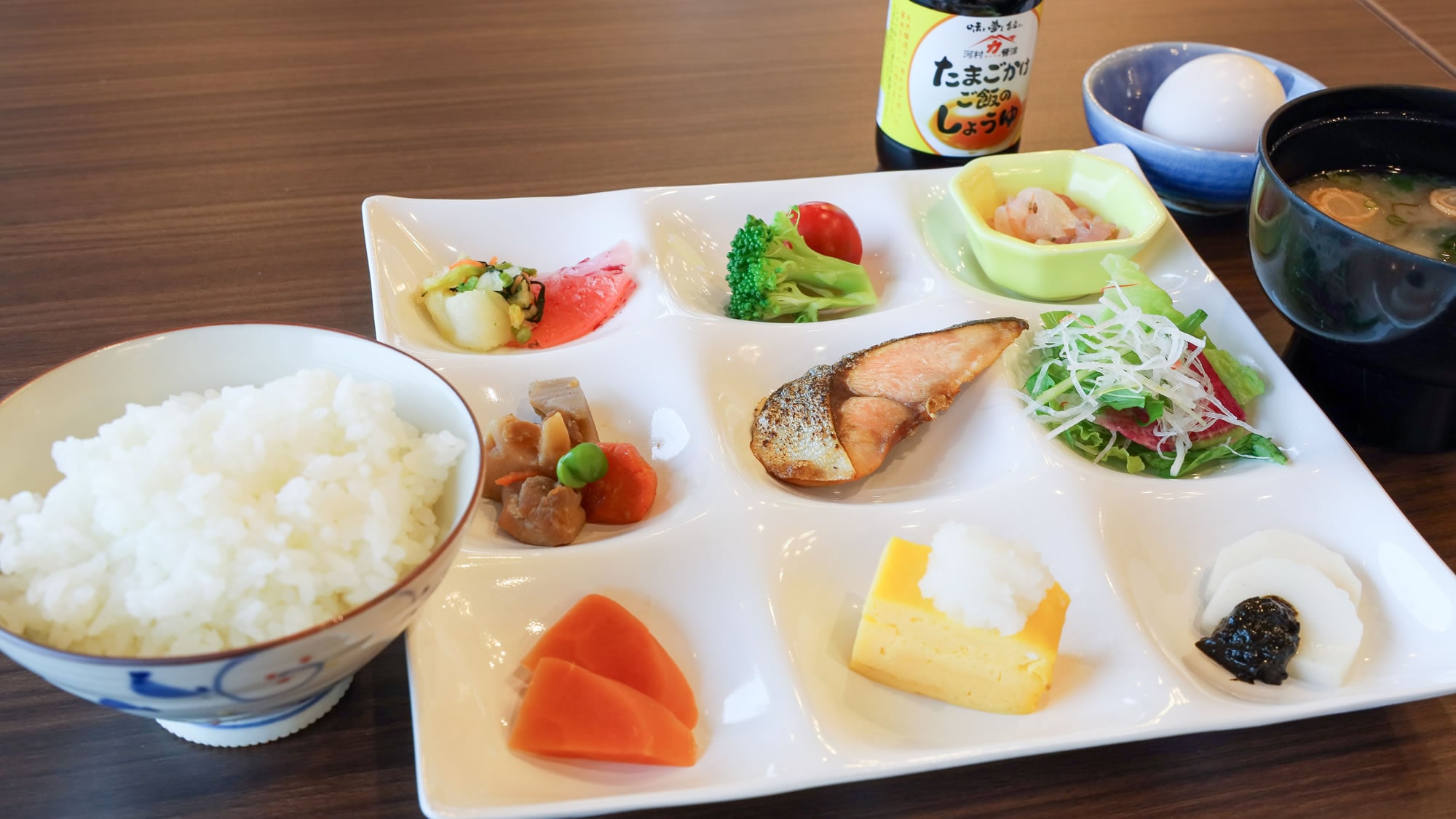 Breakfast is a buffet. Example of a Japanese-style breakfast: From 7am