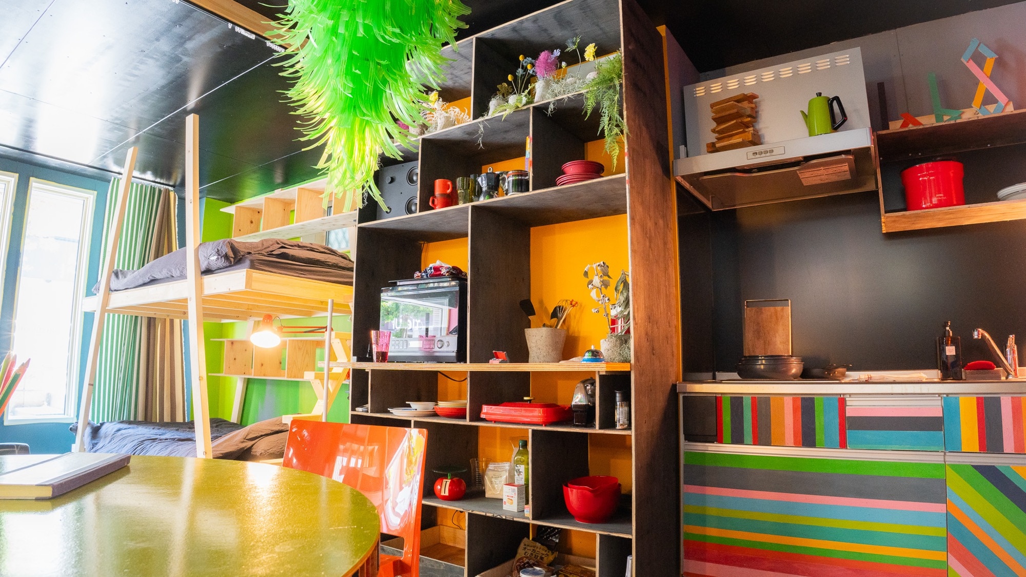 1st floor: Fully equipped with pots, pans, dishes, microwave, oven, and hot plate. Convenient counter space available.