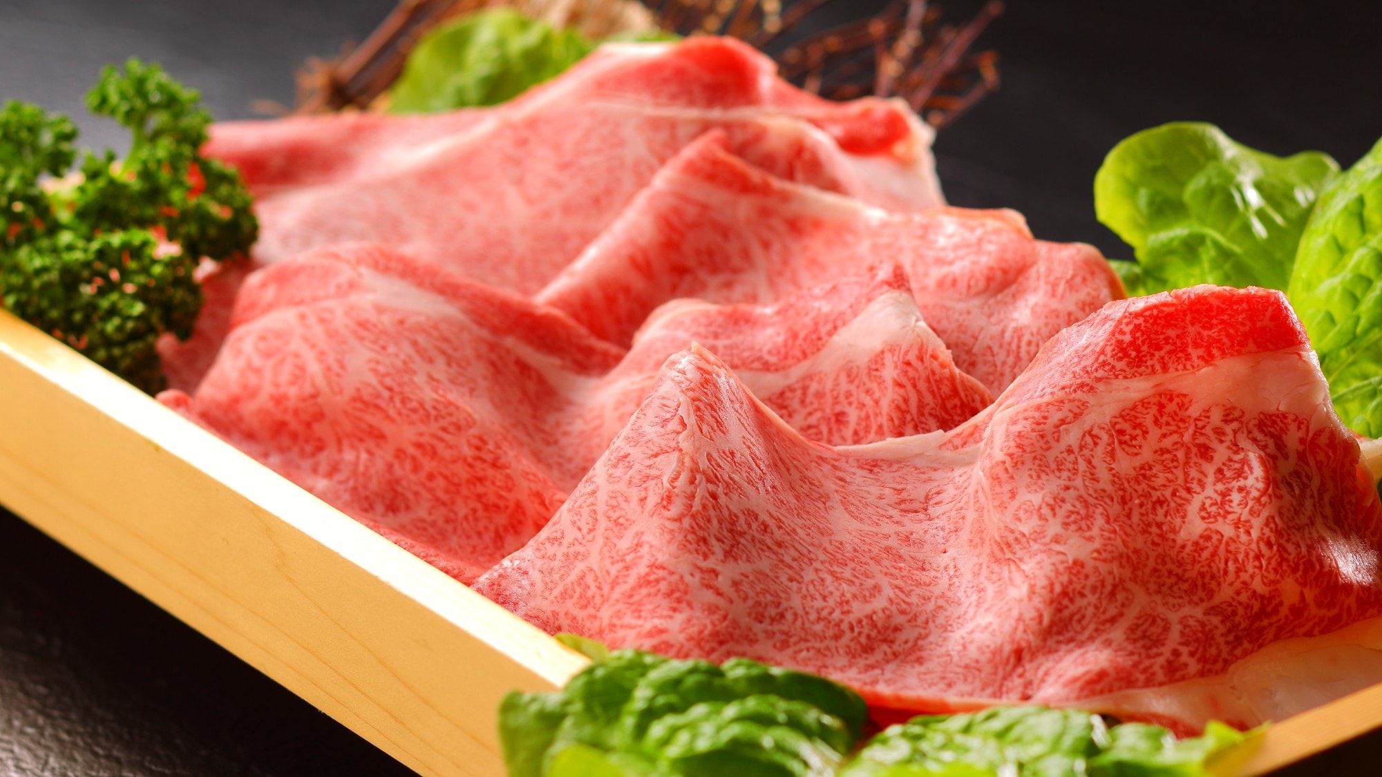 Enjoy A5 Sendai beef with a perfect balance of fat and lean meat
