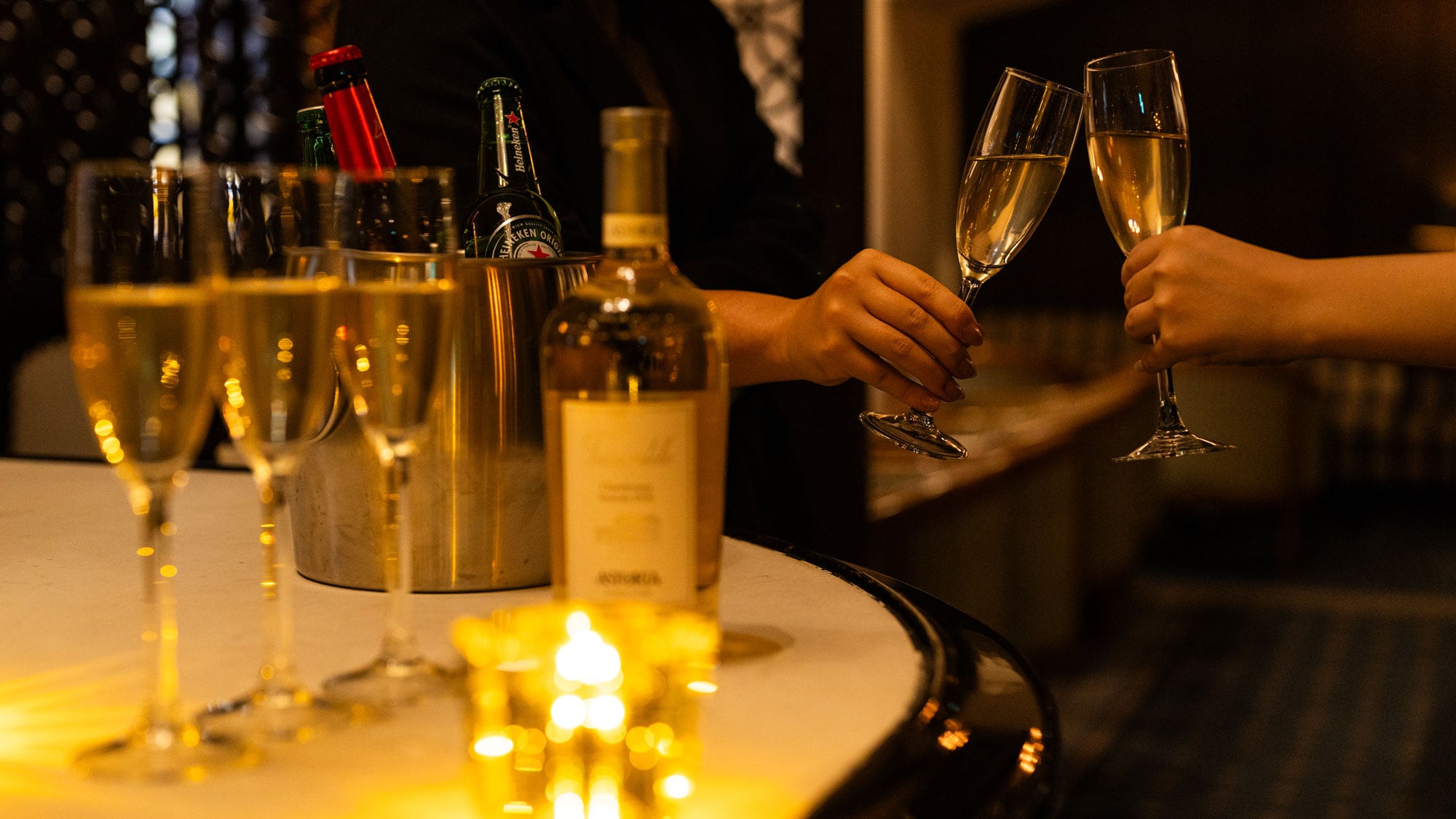 A special dinner that begins with a toast to celebrate the anniversary