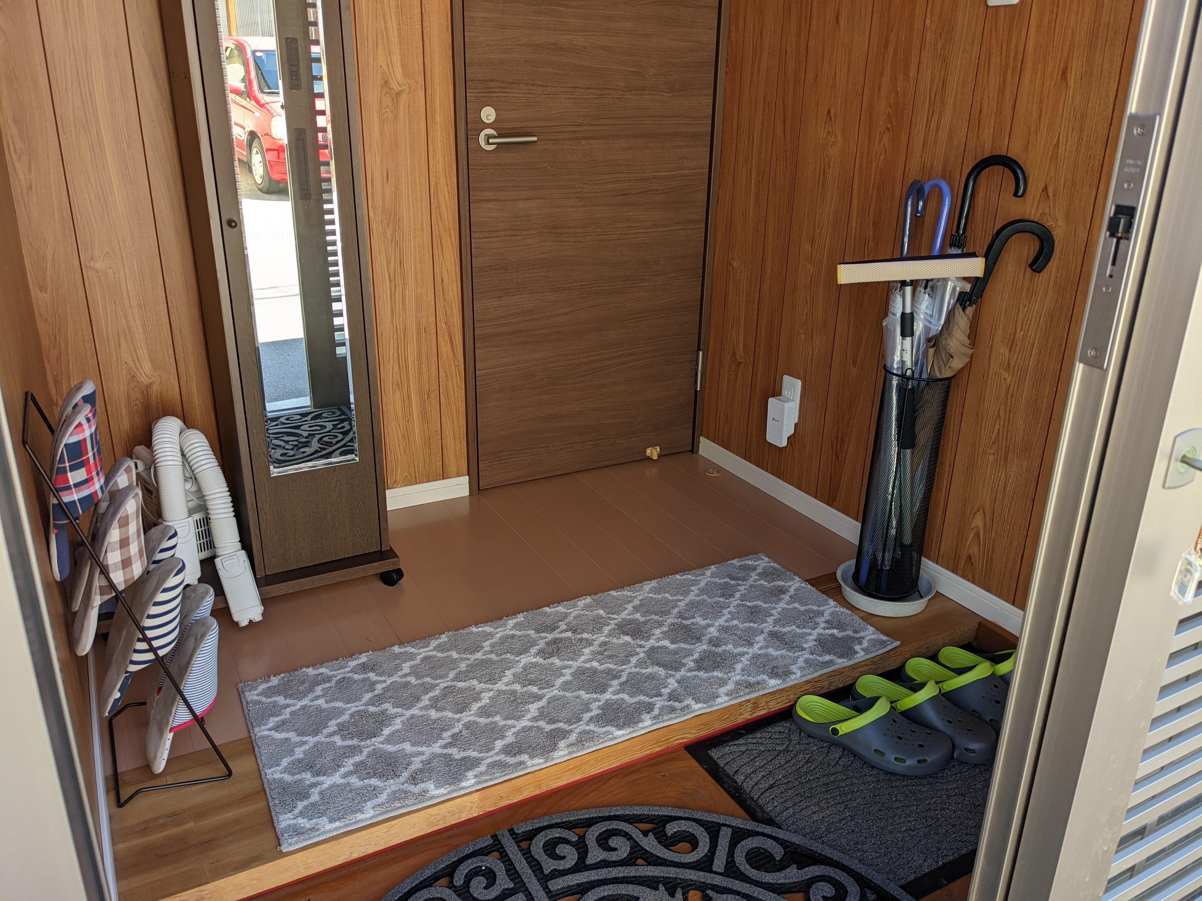 A private entrance for customers. You will be given the key so you can come and go as you please.