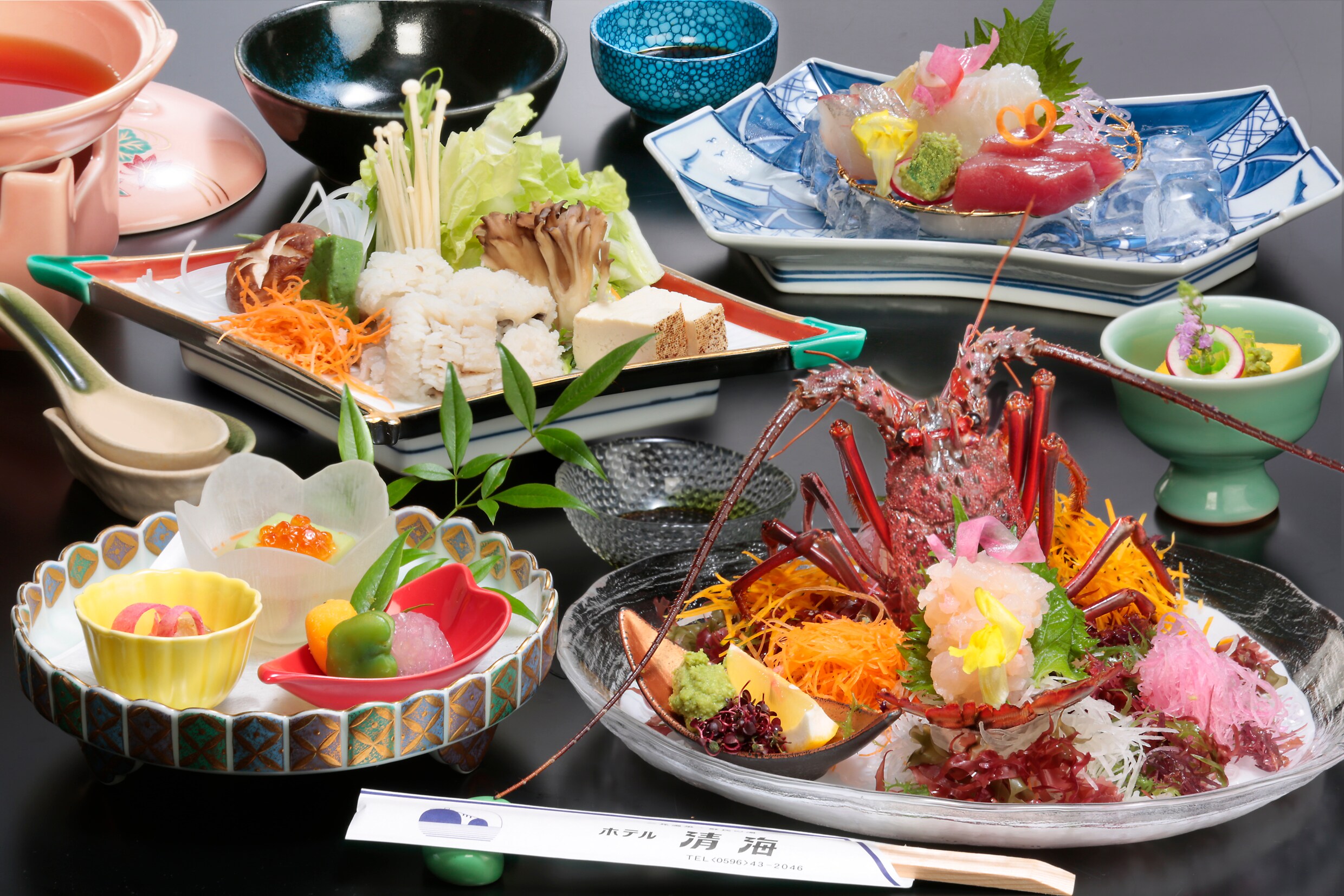 Kaiseki course with lobster sashimi